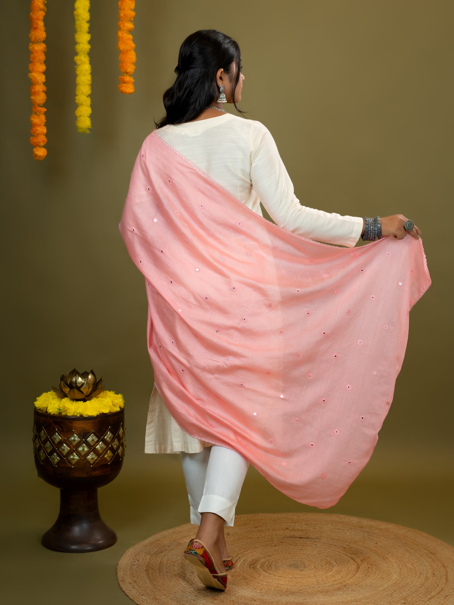 Embroidered Chanderi Dupatta