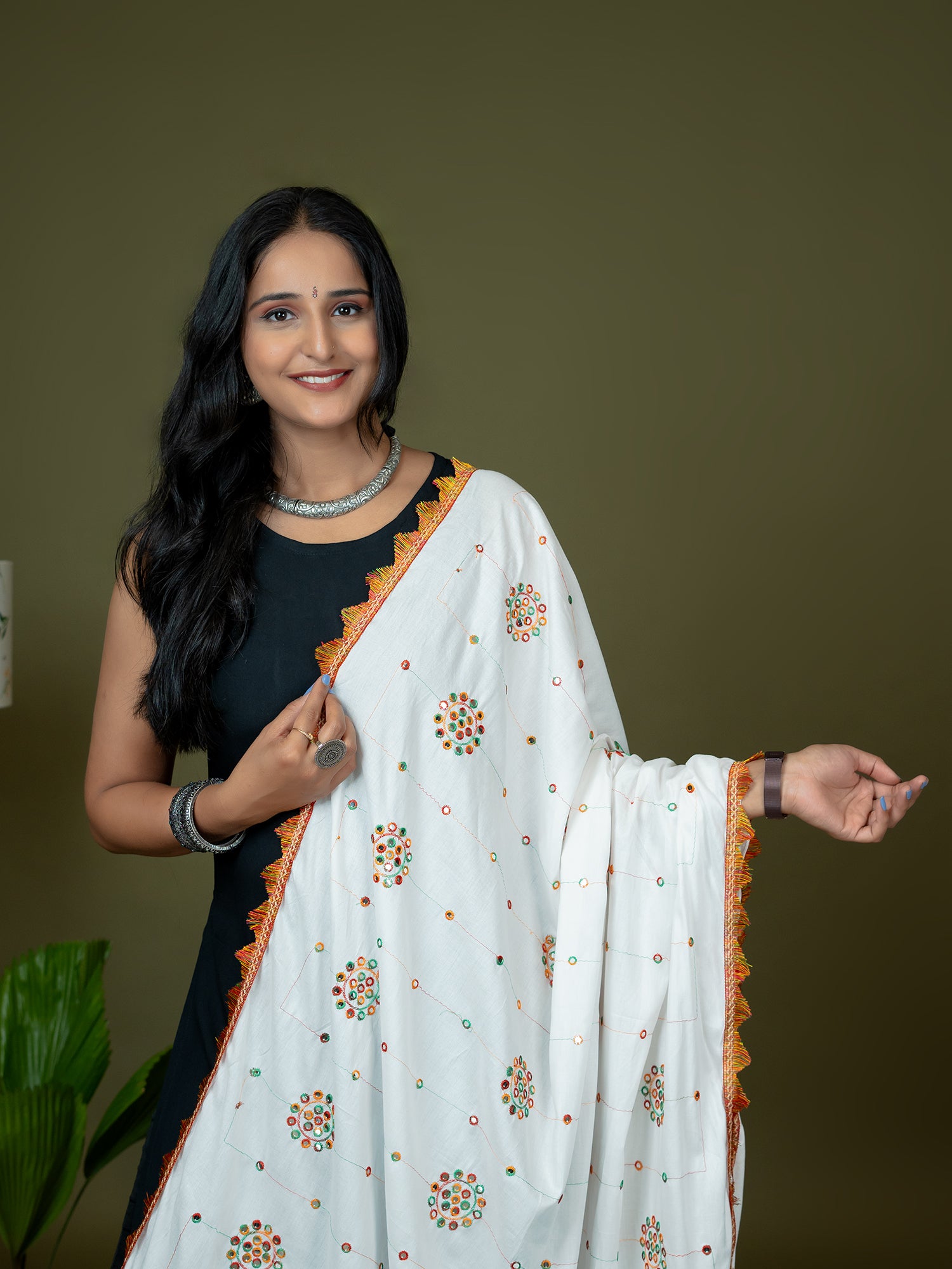 Mirror Work Viscose Rayon Dupatta