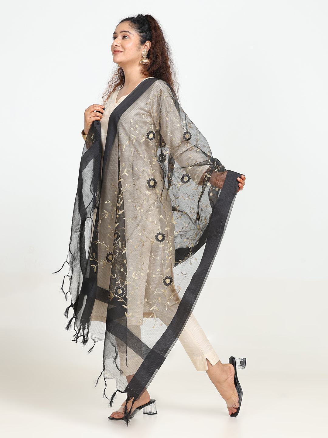 Embroidered Chanderi Dupatta
