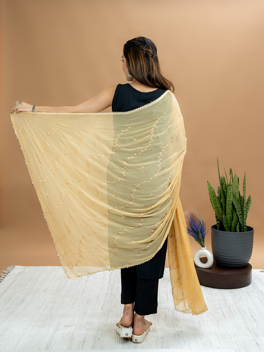 Embroidered Chiffon Dupatta