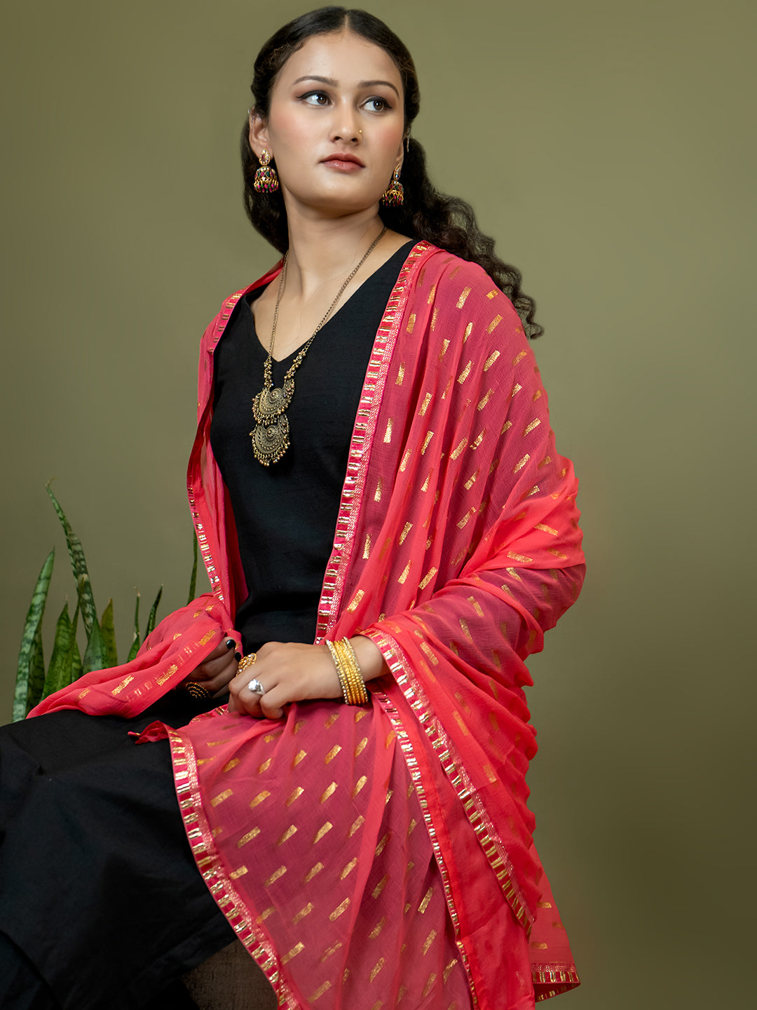 Chiffon Gold Print Dupatta