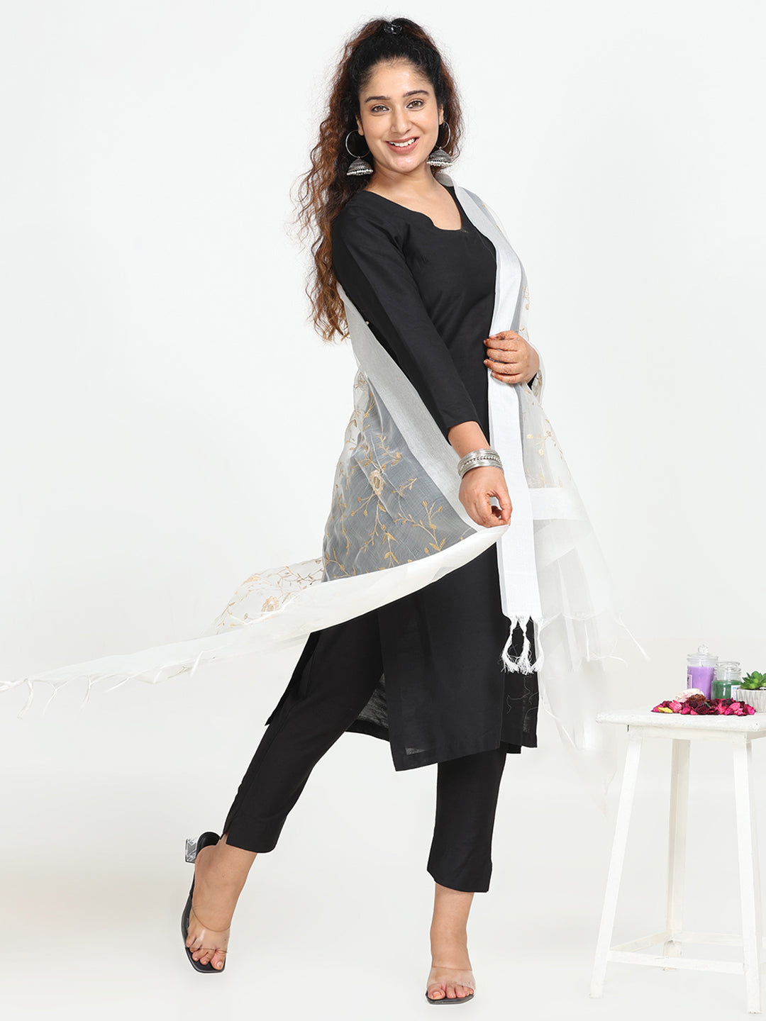 Embroidered Chanderi Dupatta
