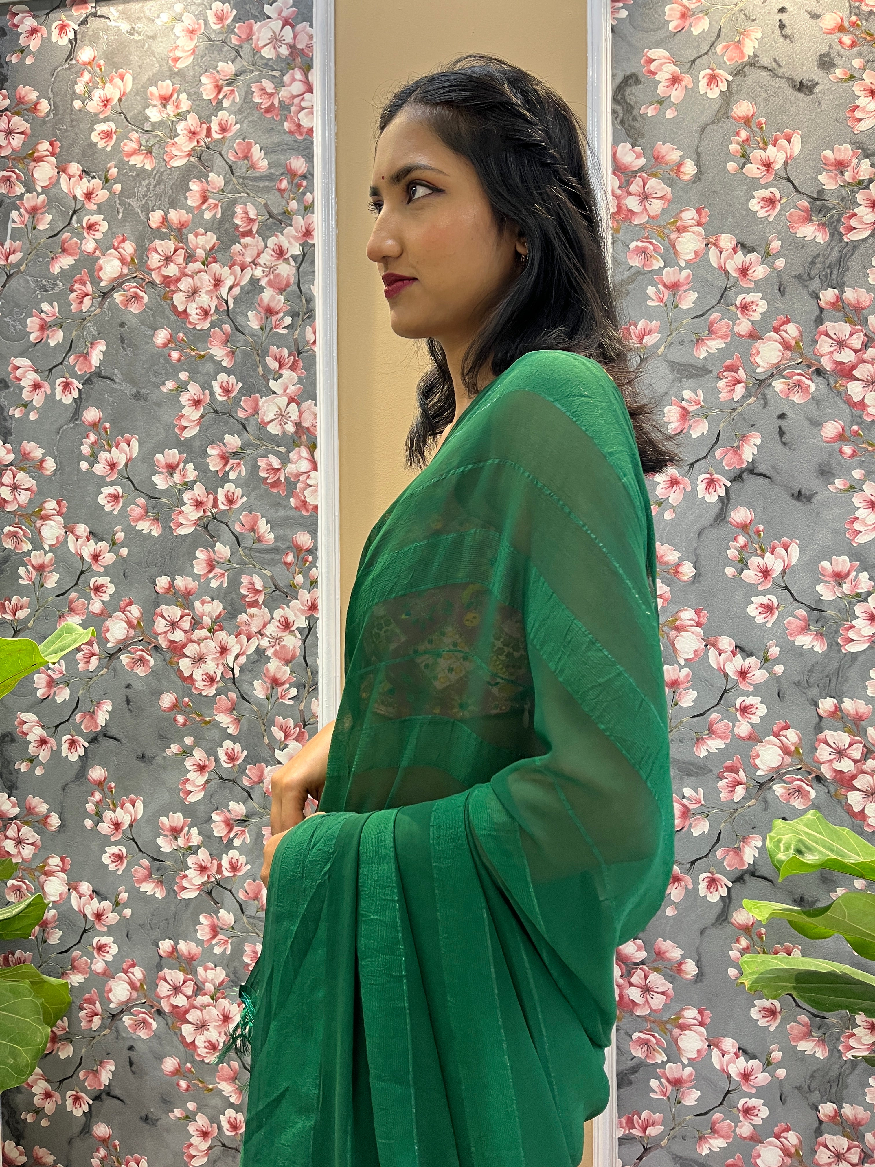 Solid Georgette Saree