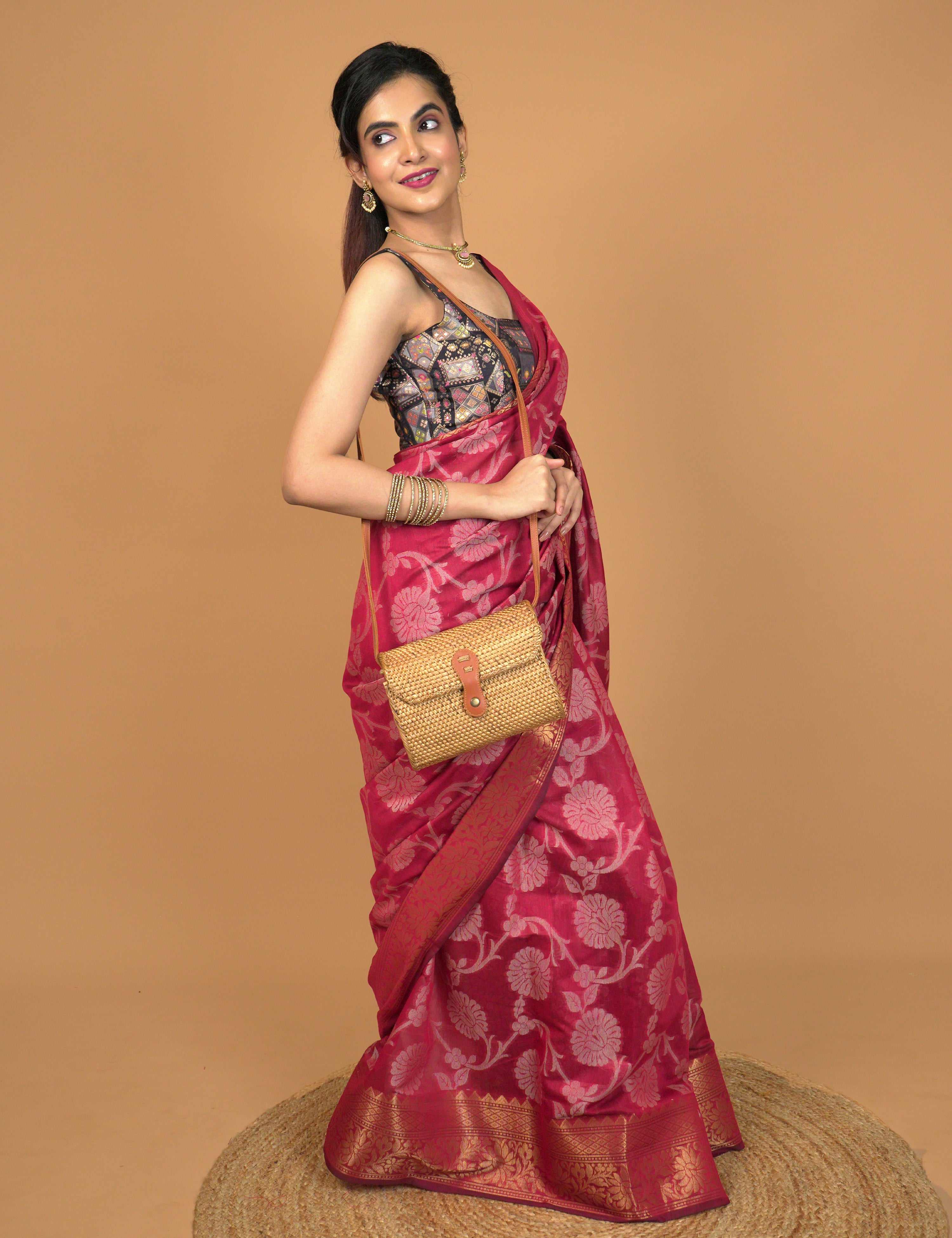Kota Semi Cotton Geometric Saree