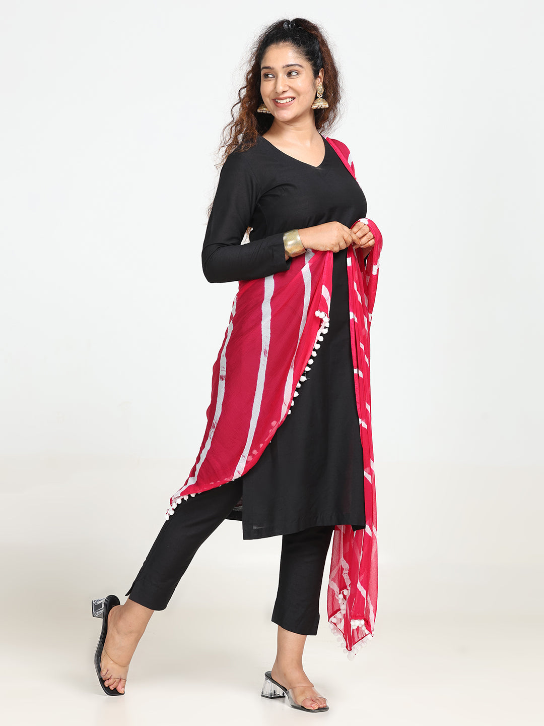 Striped Bandhini Chiffon Dupatta