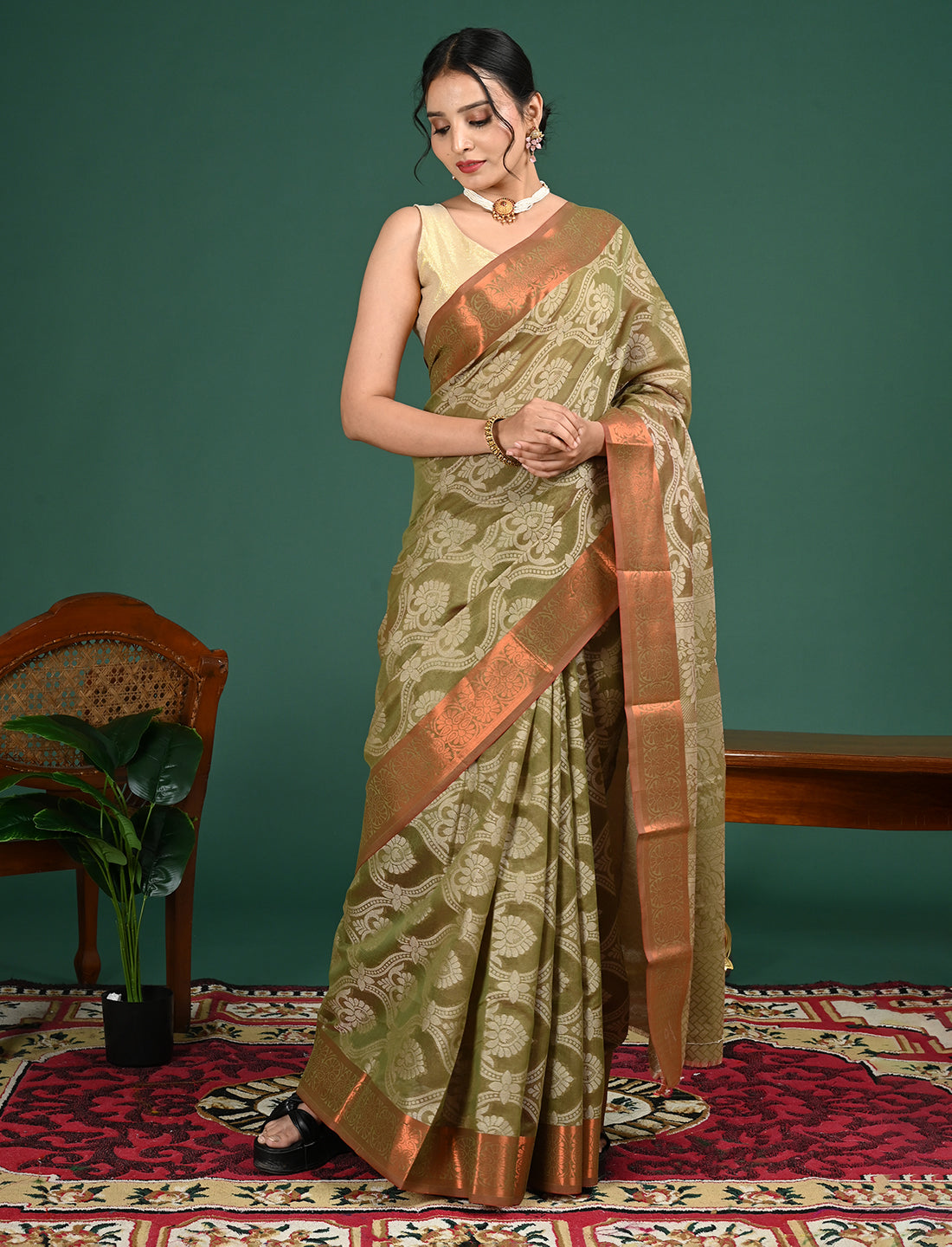 Kota Semi Cotton Geometric Saree