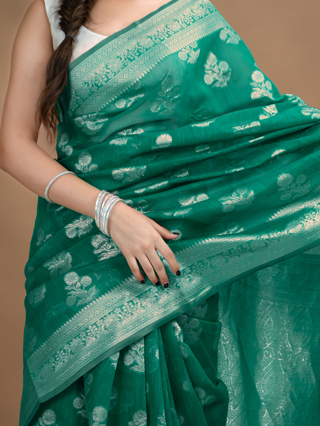 Floral Cotton Linen Saree