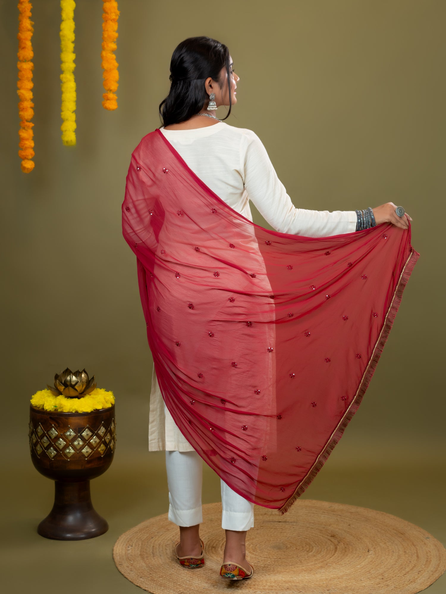 Embroidered Chiffon Dupatta