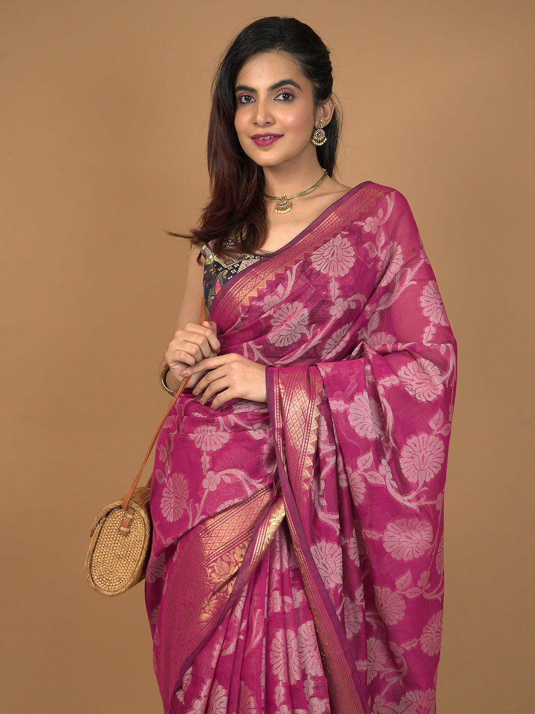 Kota Semi Cotton Geometric Saree