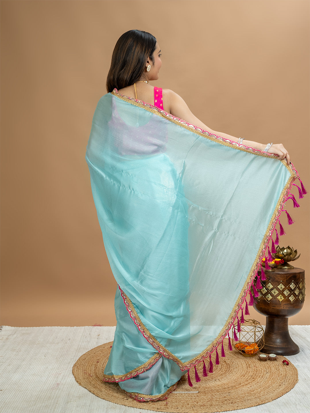 Seagreen Party Saree