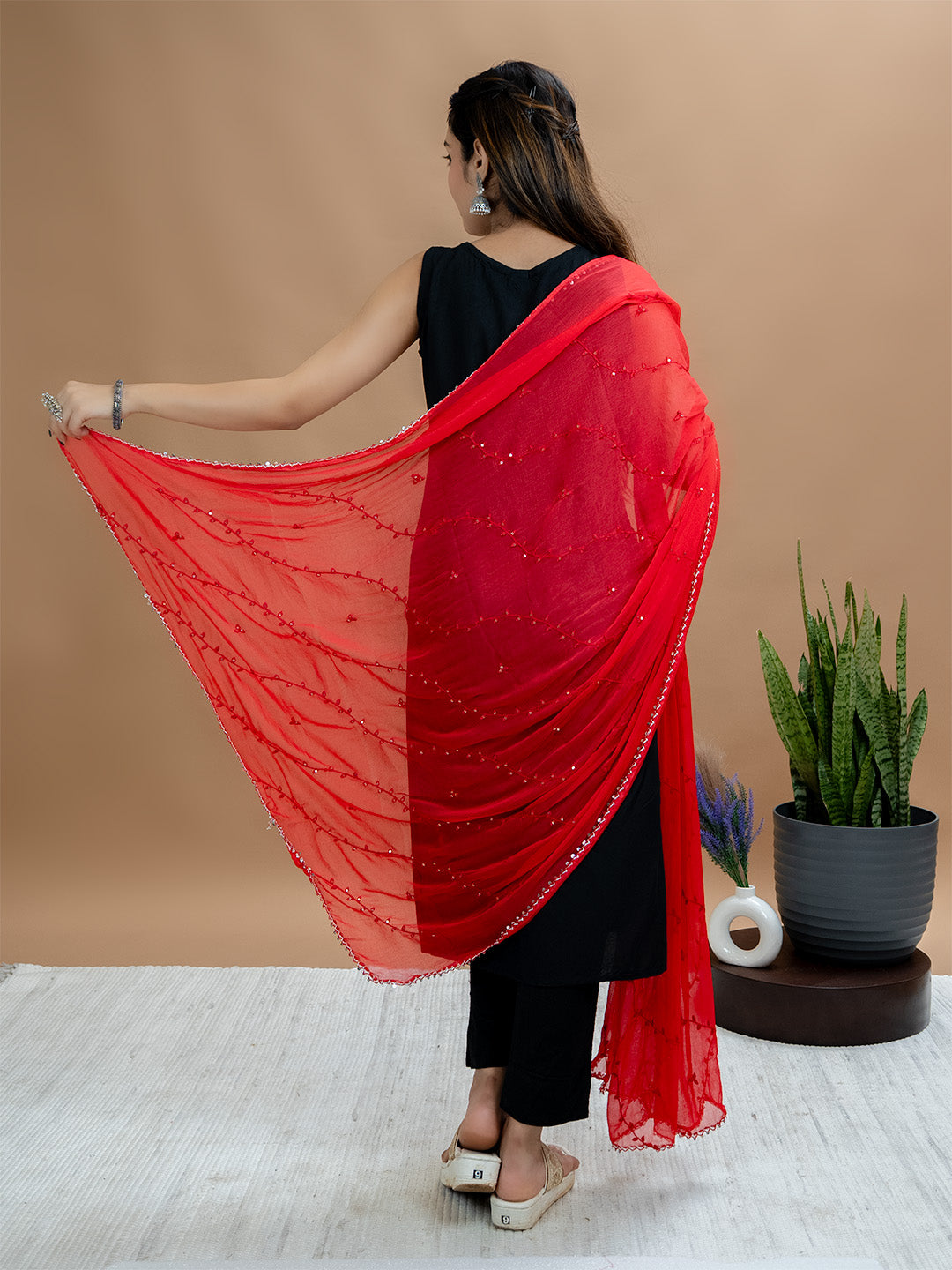 Embroidered Chiffon Dupatta