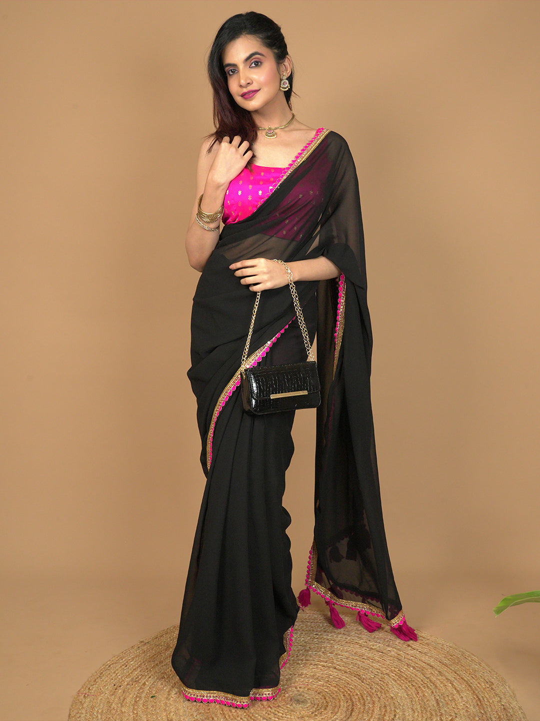 Solid Georgette Saree