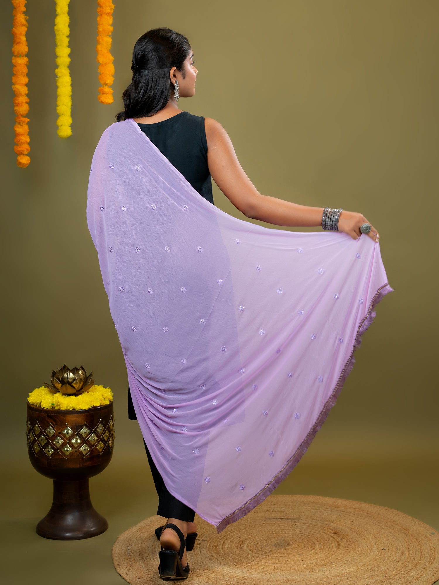 Embroidered Chiffon Dupatta