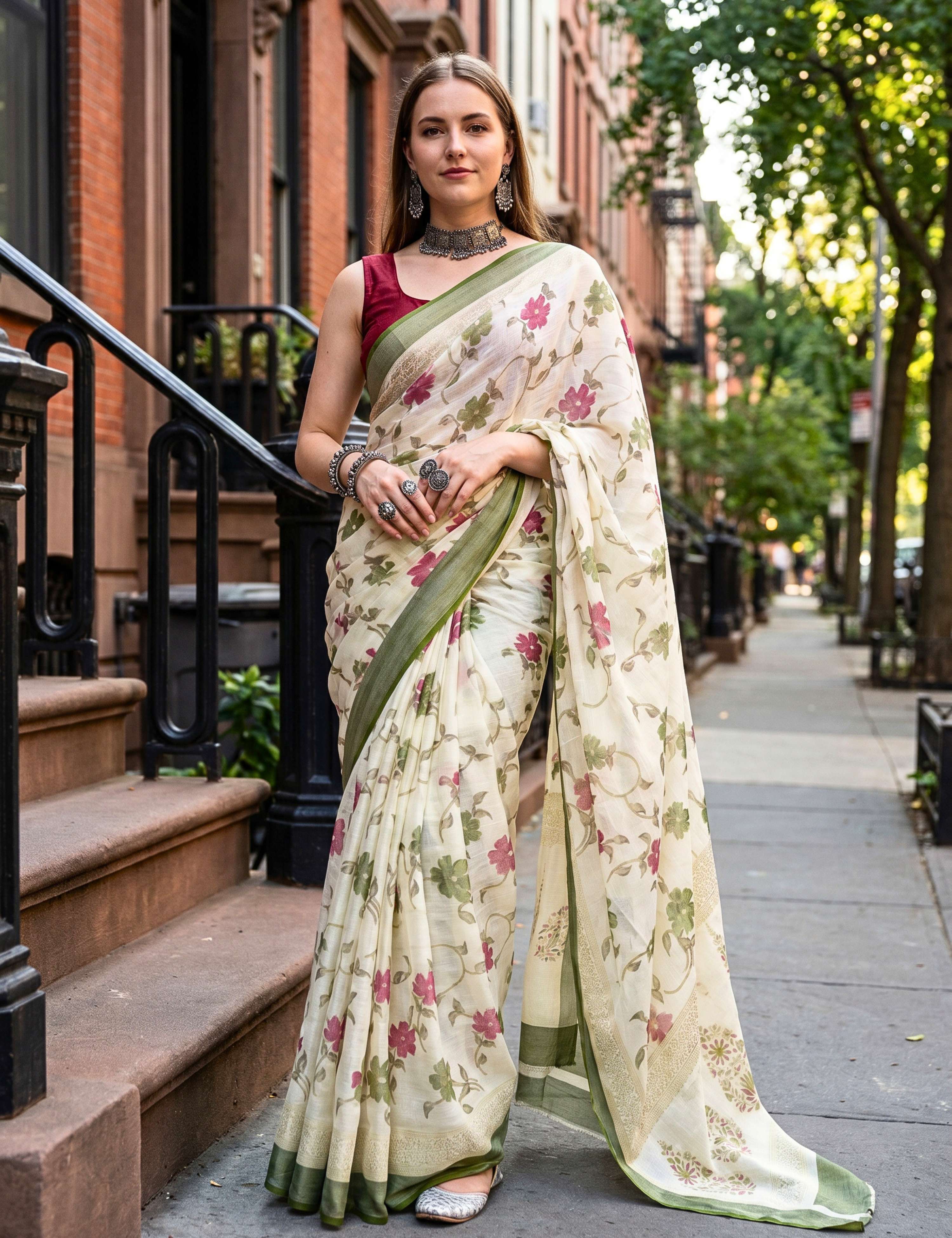 Floral Brasso Saree