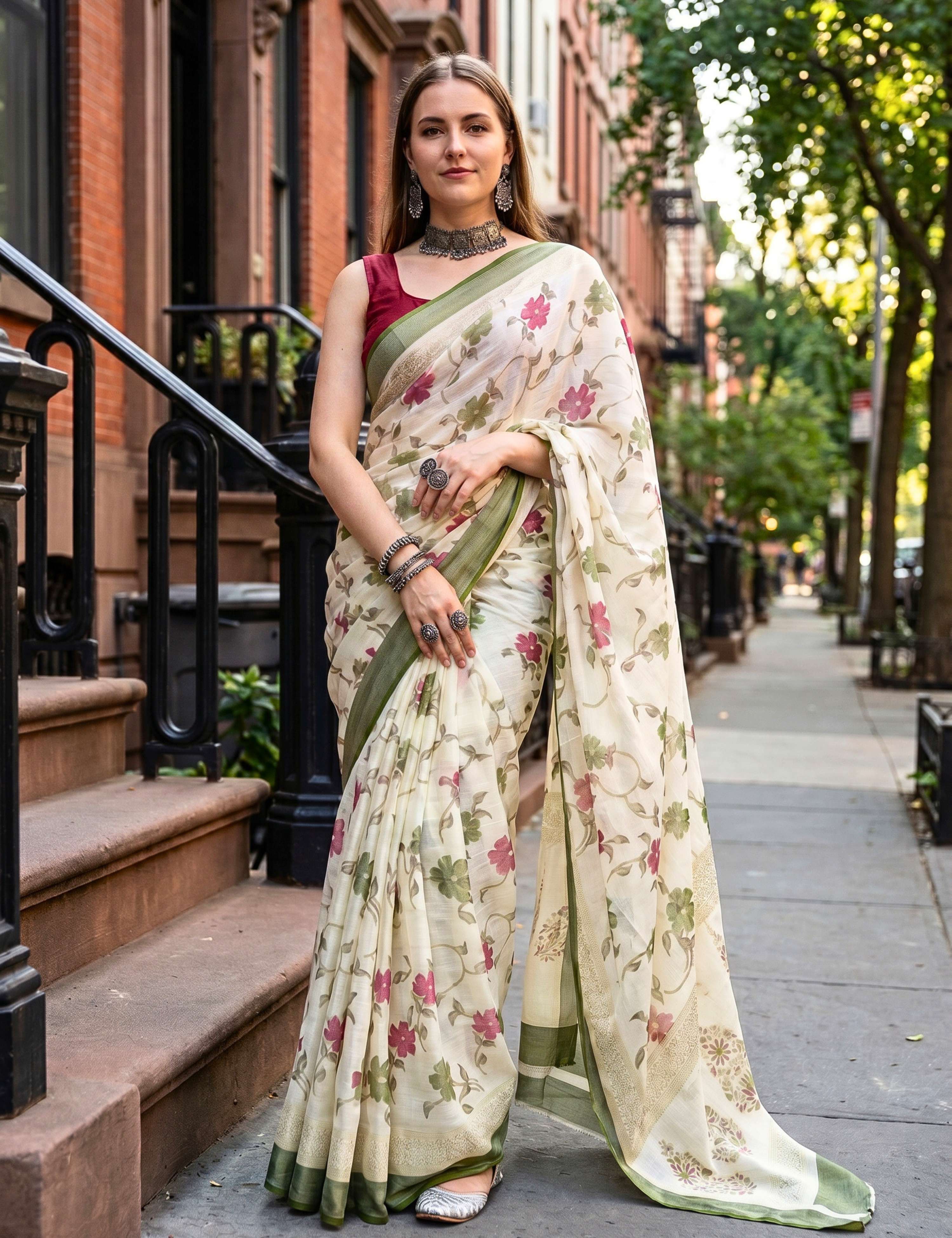 Floral Brasso Saree