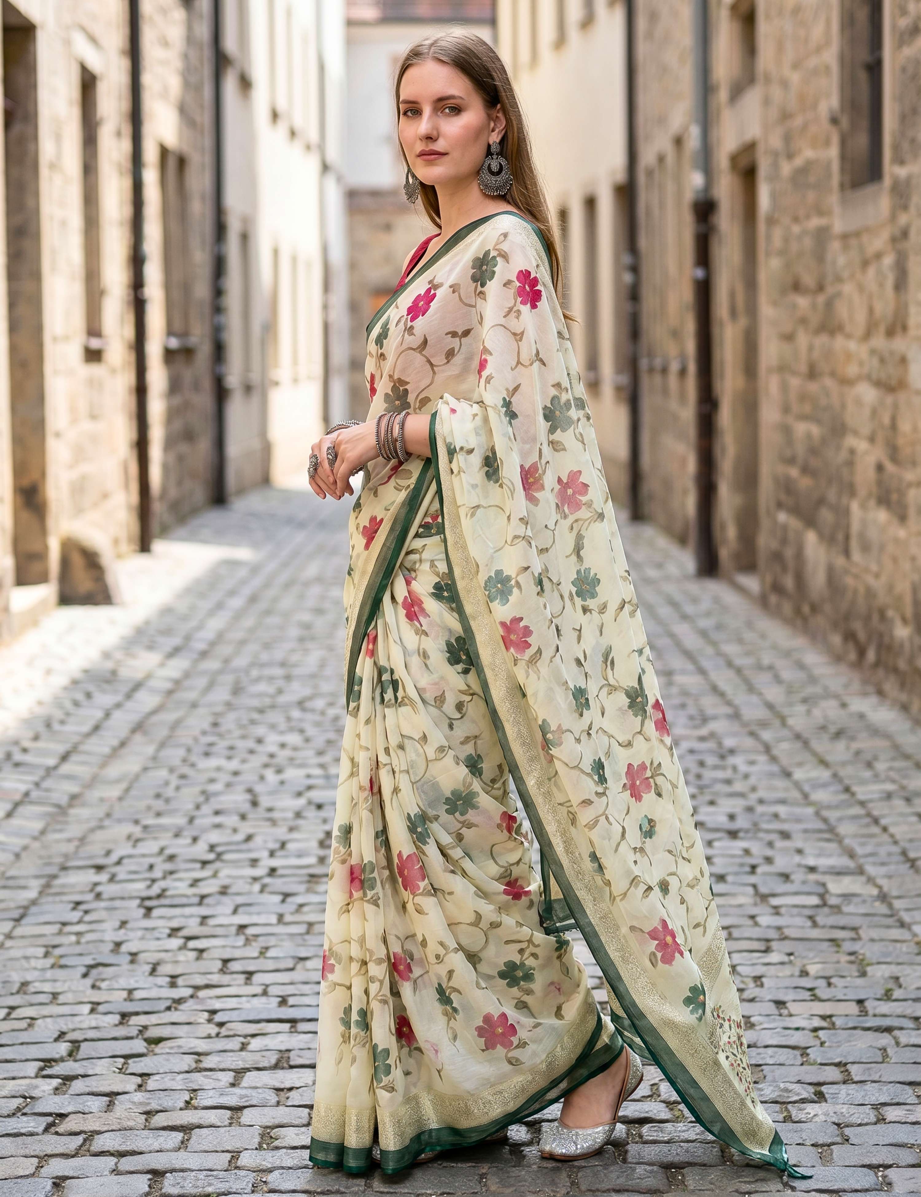 Floral Brasso Saree