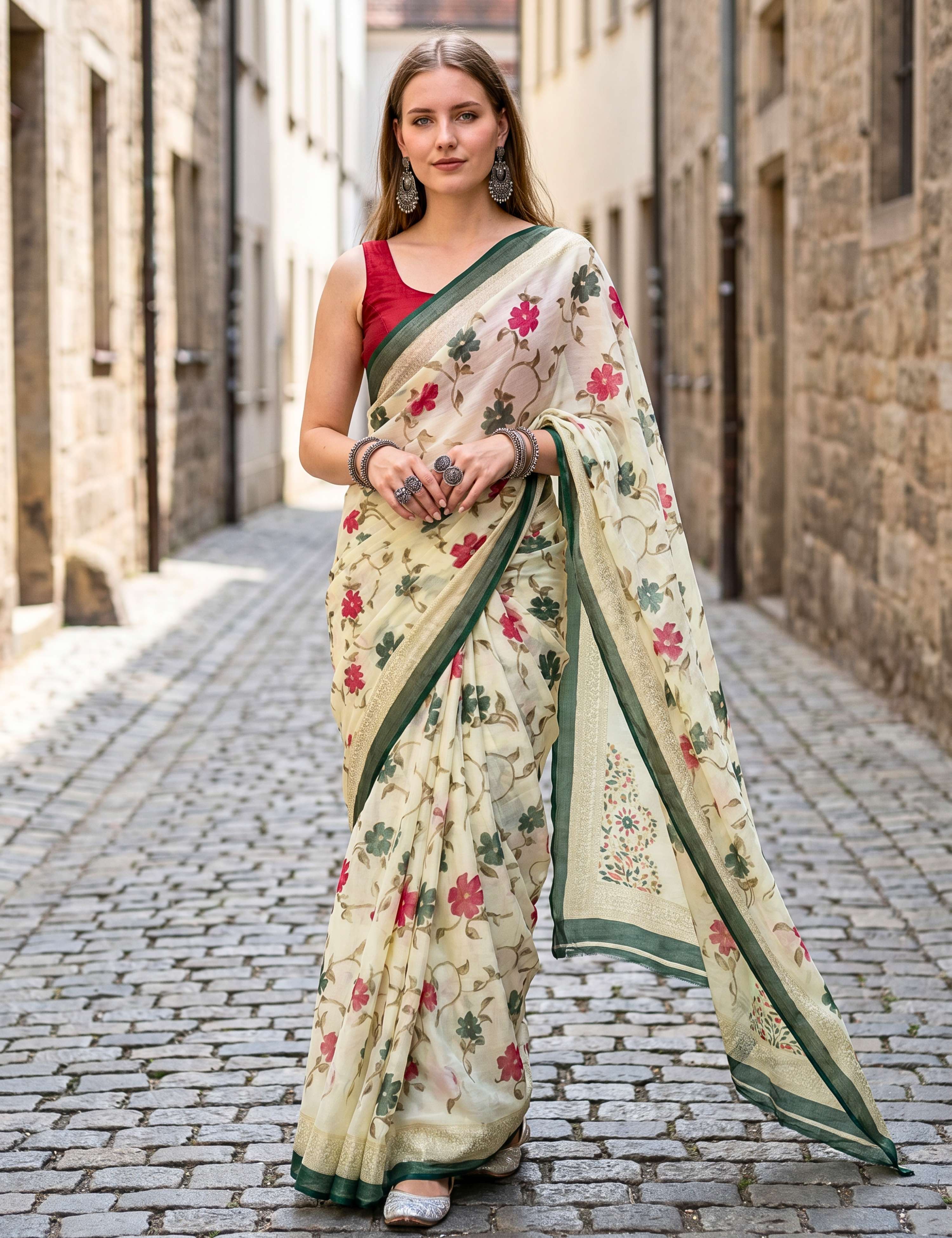 Floral Brasso Saree