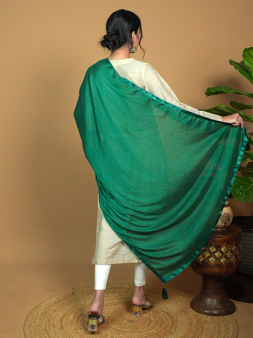 Solid Satin Crepe Dupatta
