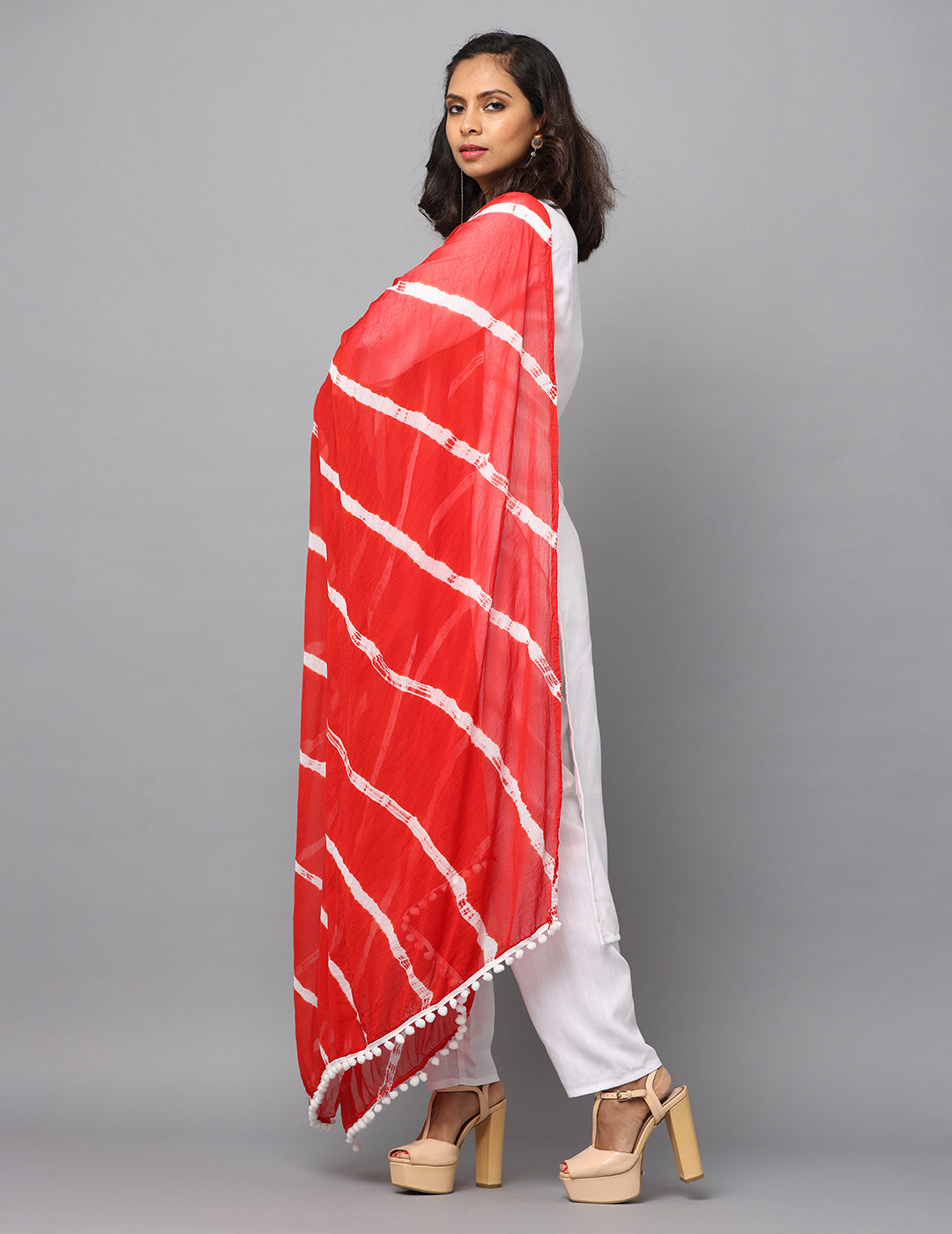 Striped Bandhini Chiffon Dupatta