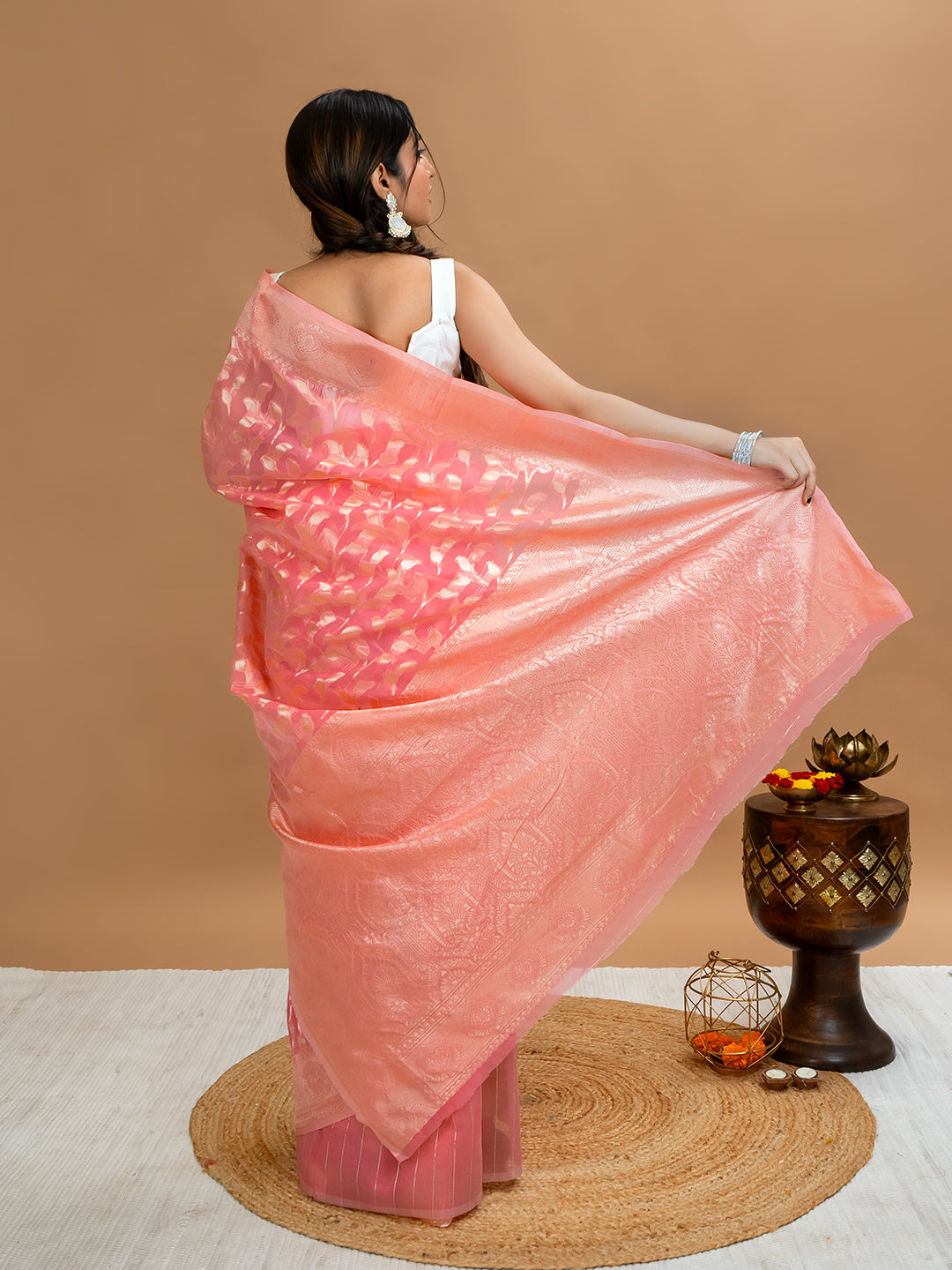 Floral Cotton Linen Saree