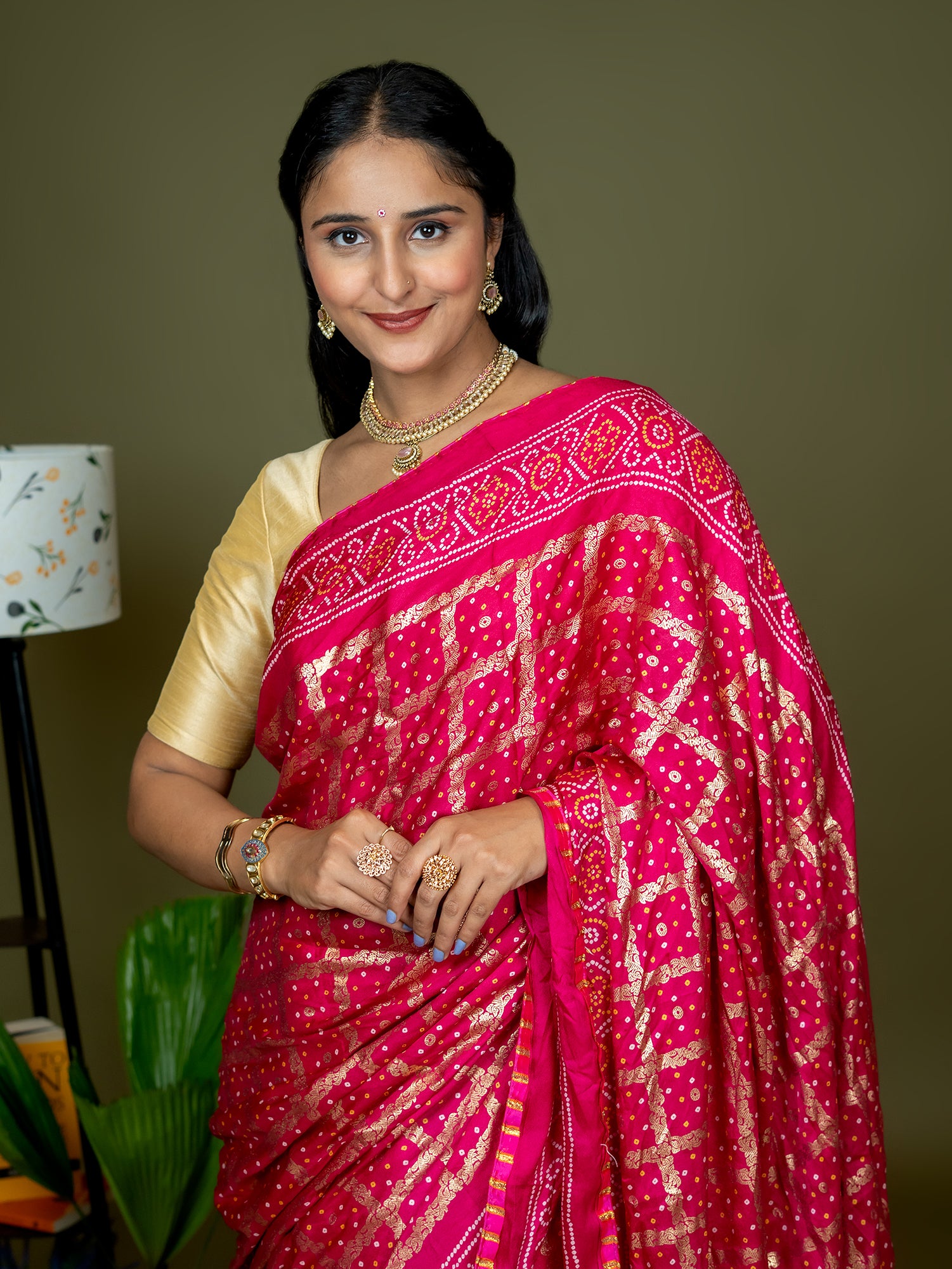 Fuchsia Bandhini Saree