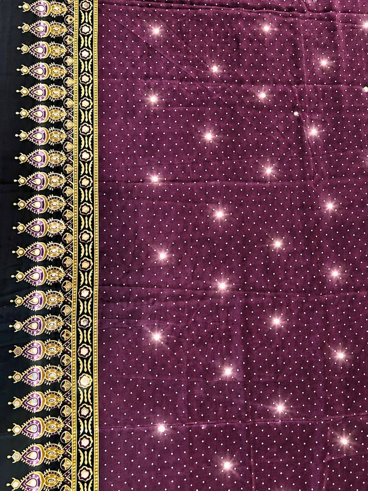 Ajrakh Crepe Silk Mirror Work Saree