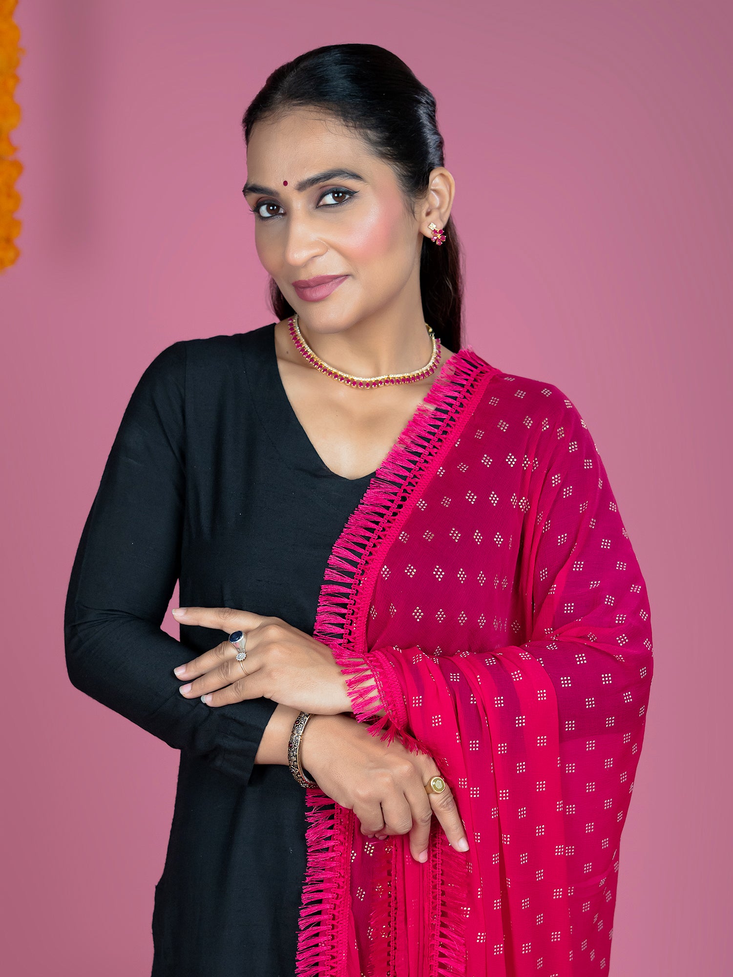 Geometric Chiffon Dew Drops Dupatta