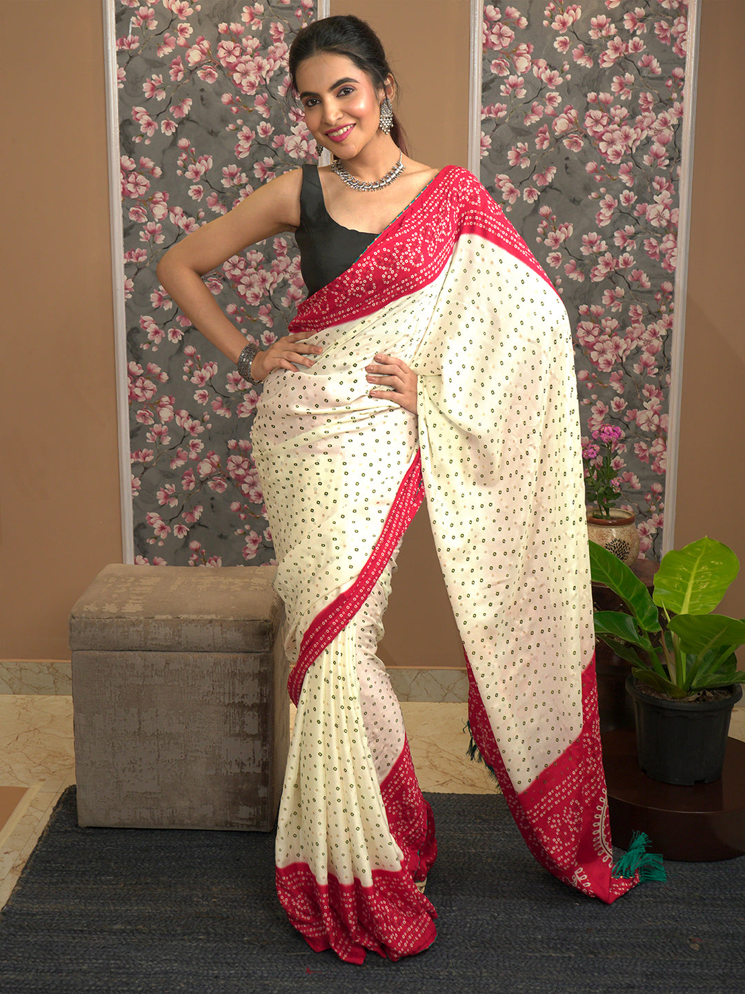 Bandhini Tie & Dye Crepe Saree