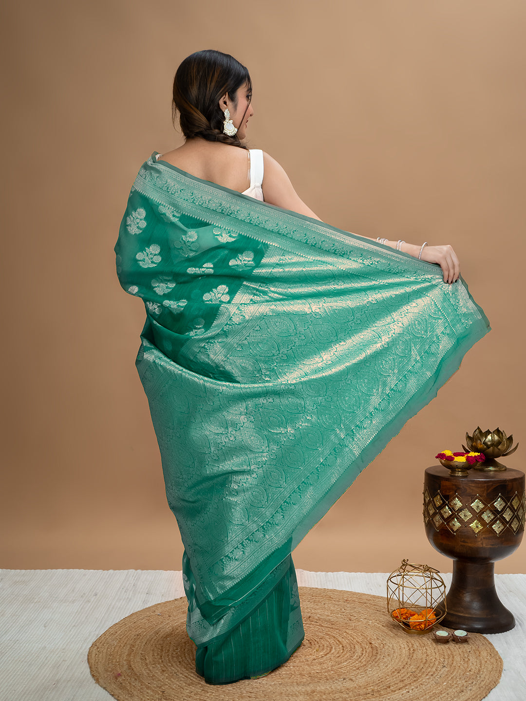 Floral Cotton Linen Saree