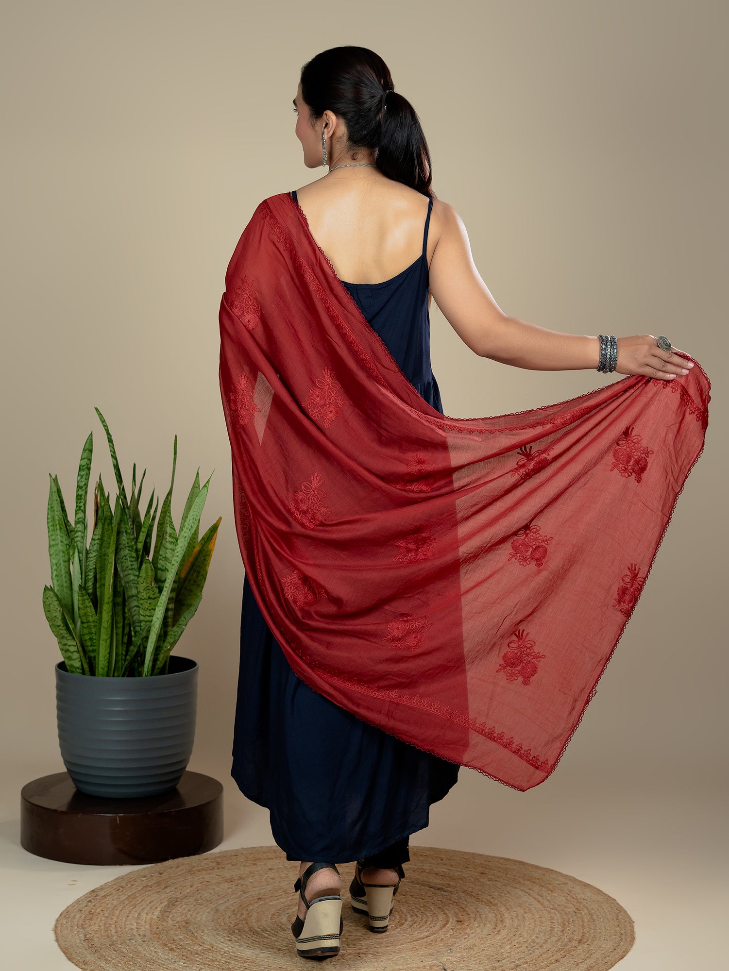 Embroidered Chanderi Dupatta