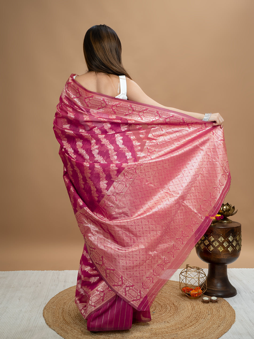 Floral Cotton Linen Saree