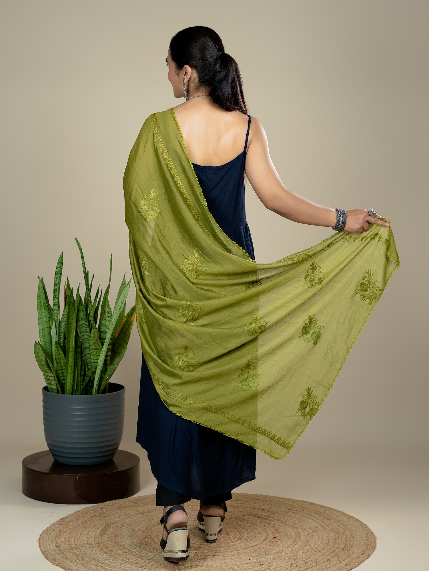 Embroidered Chanderi Dupatta