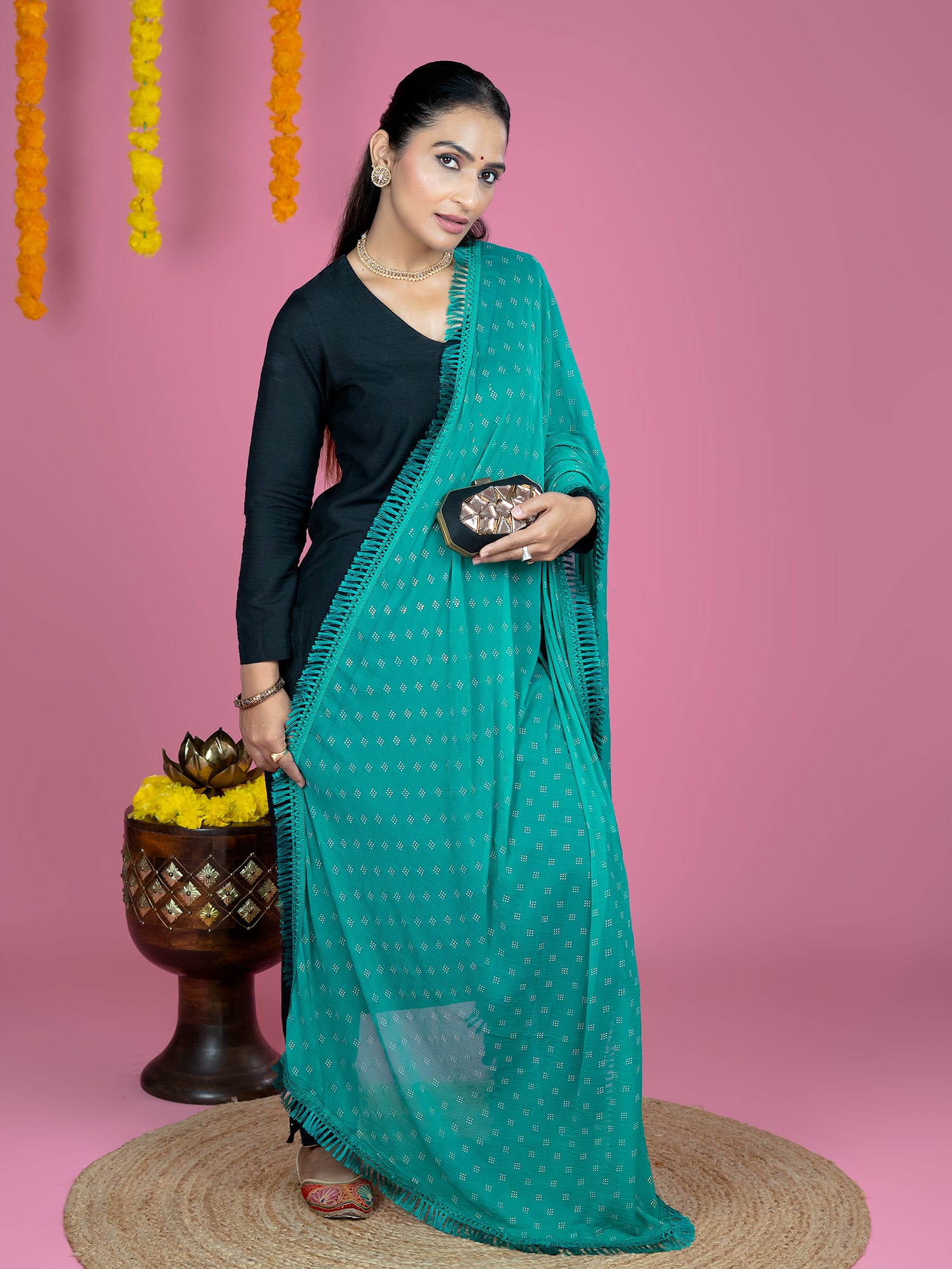 Geometric Chiffon Dew Drops Dupatta