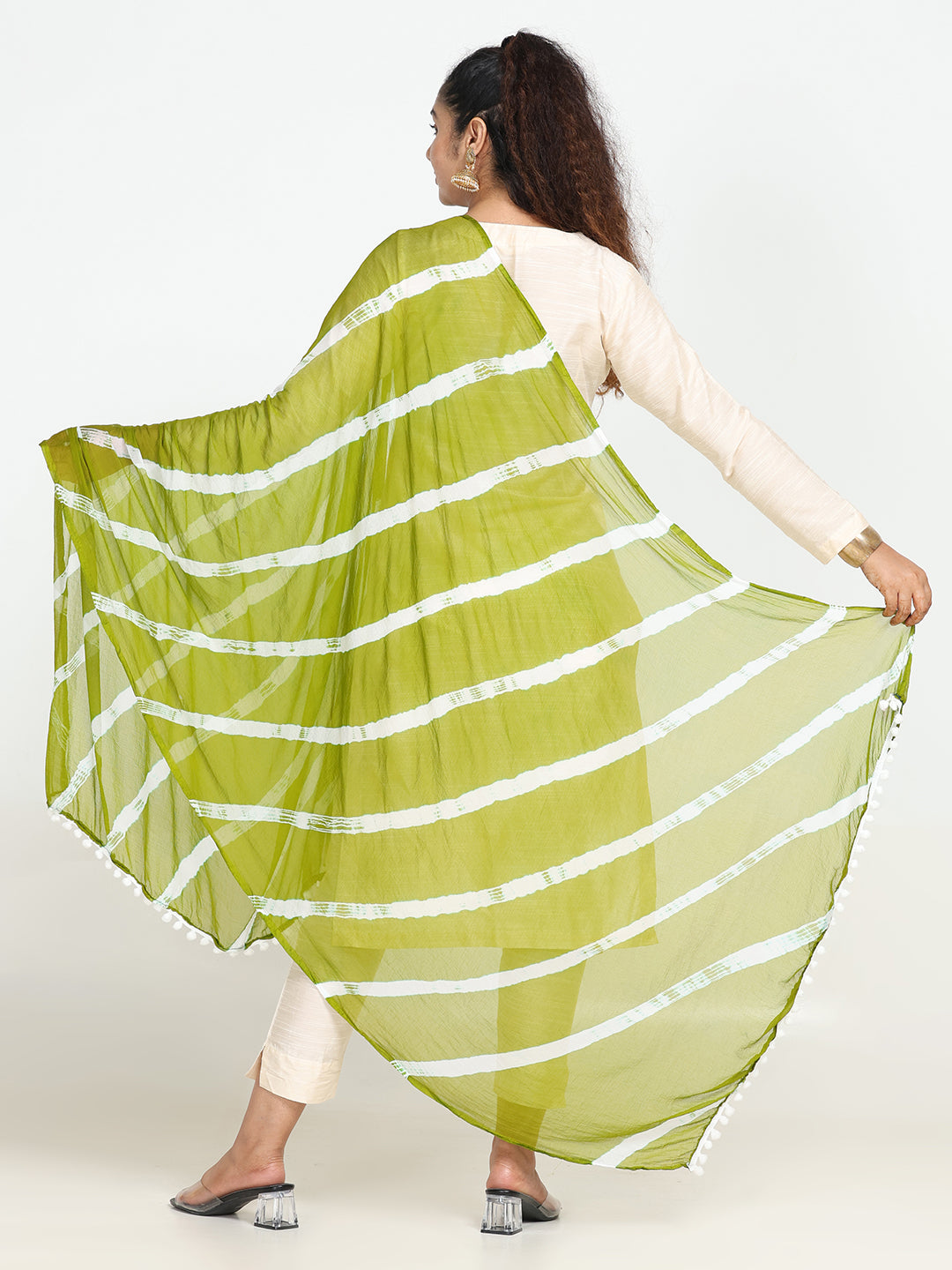Striped Bandhini Chiffon Dupatta