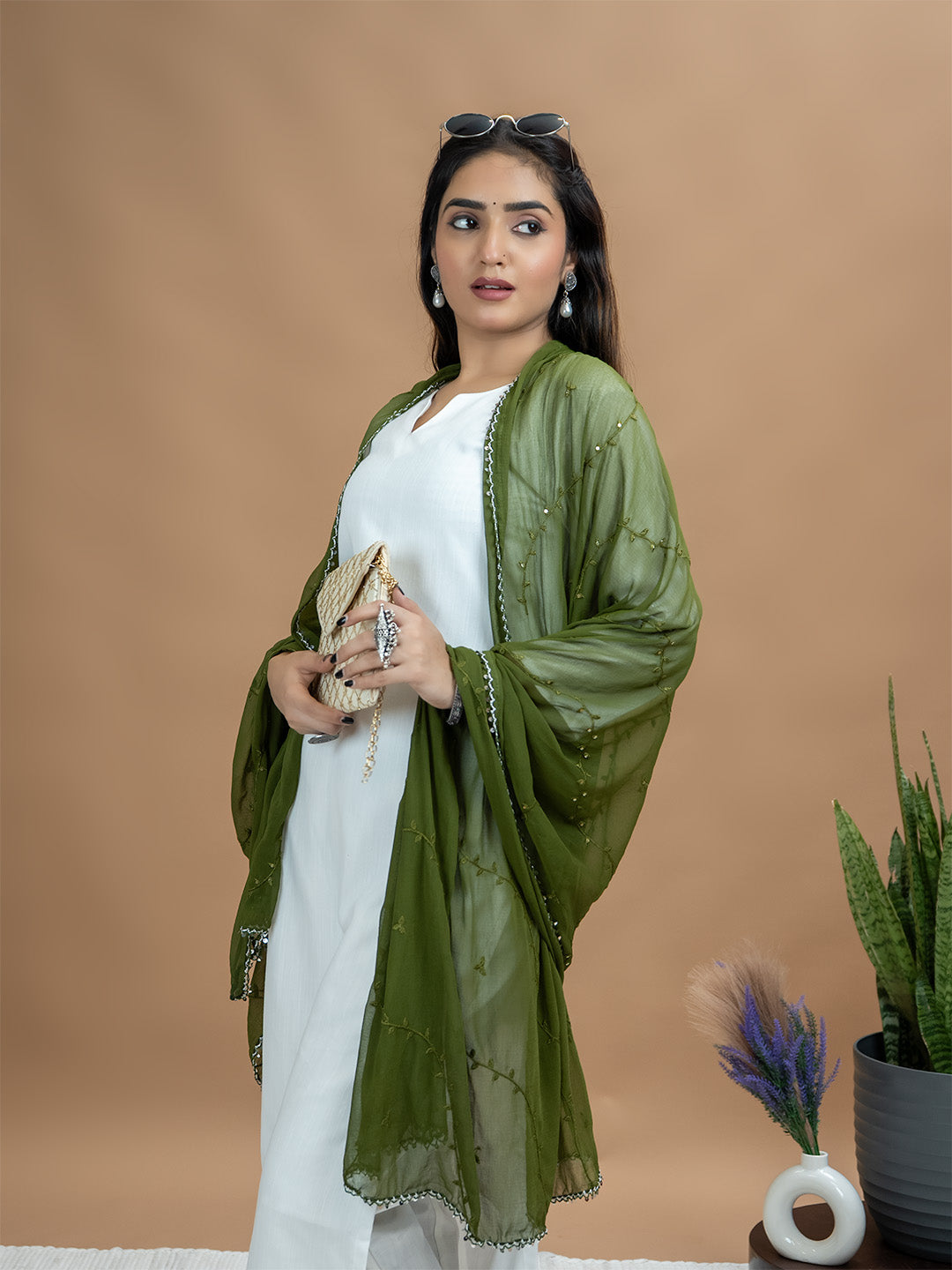 Embroidered Chiffon Dupatta