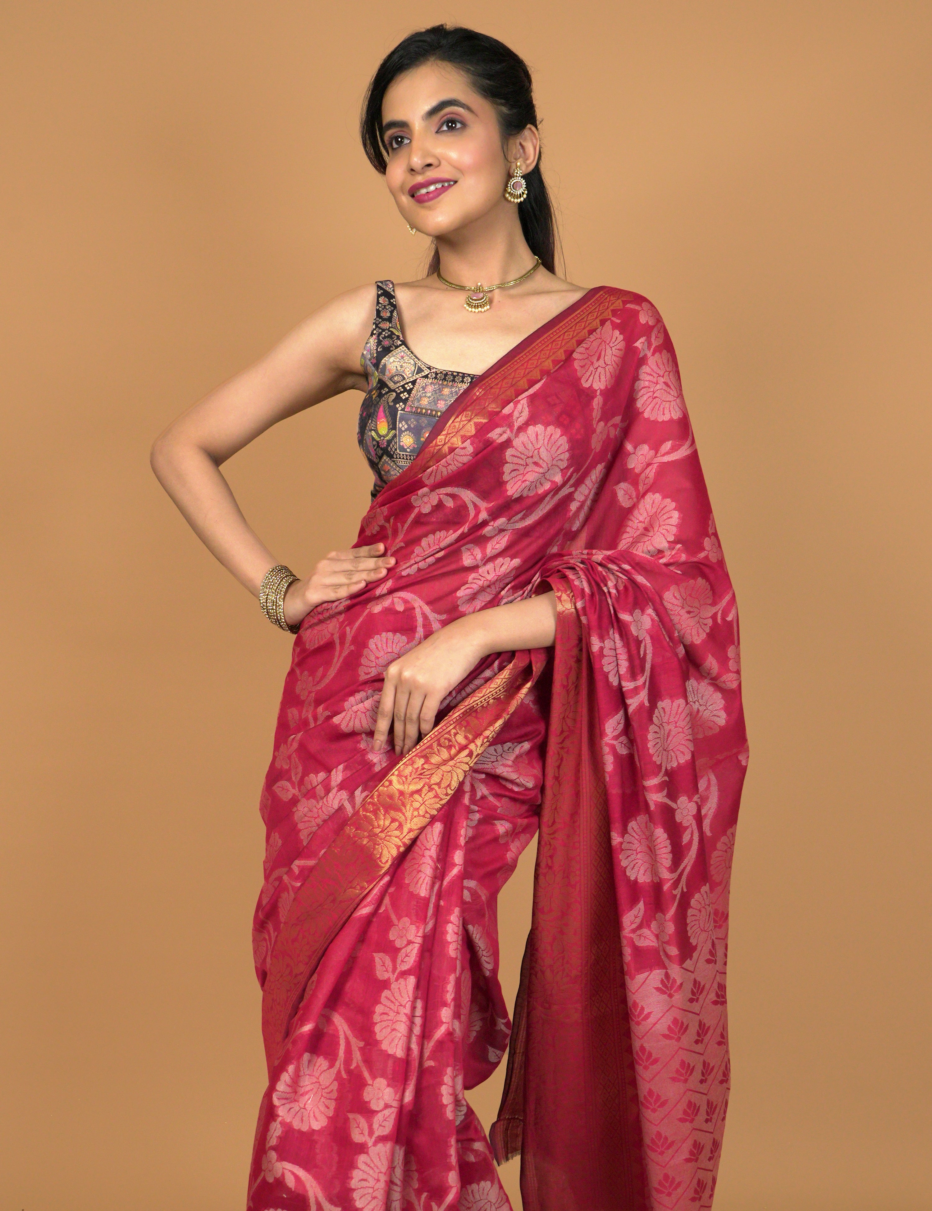 Kota Semi Cotton Geometric Saree