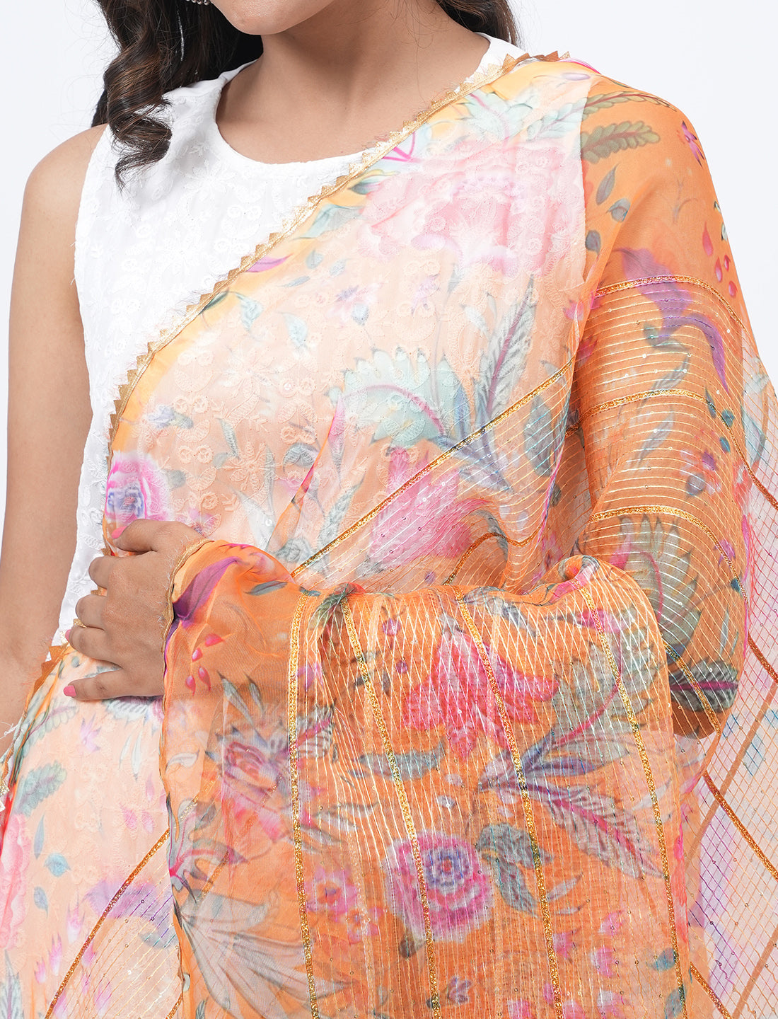 Floral Organza Dupatta
