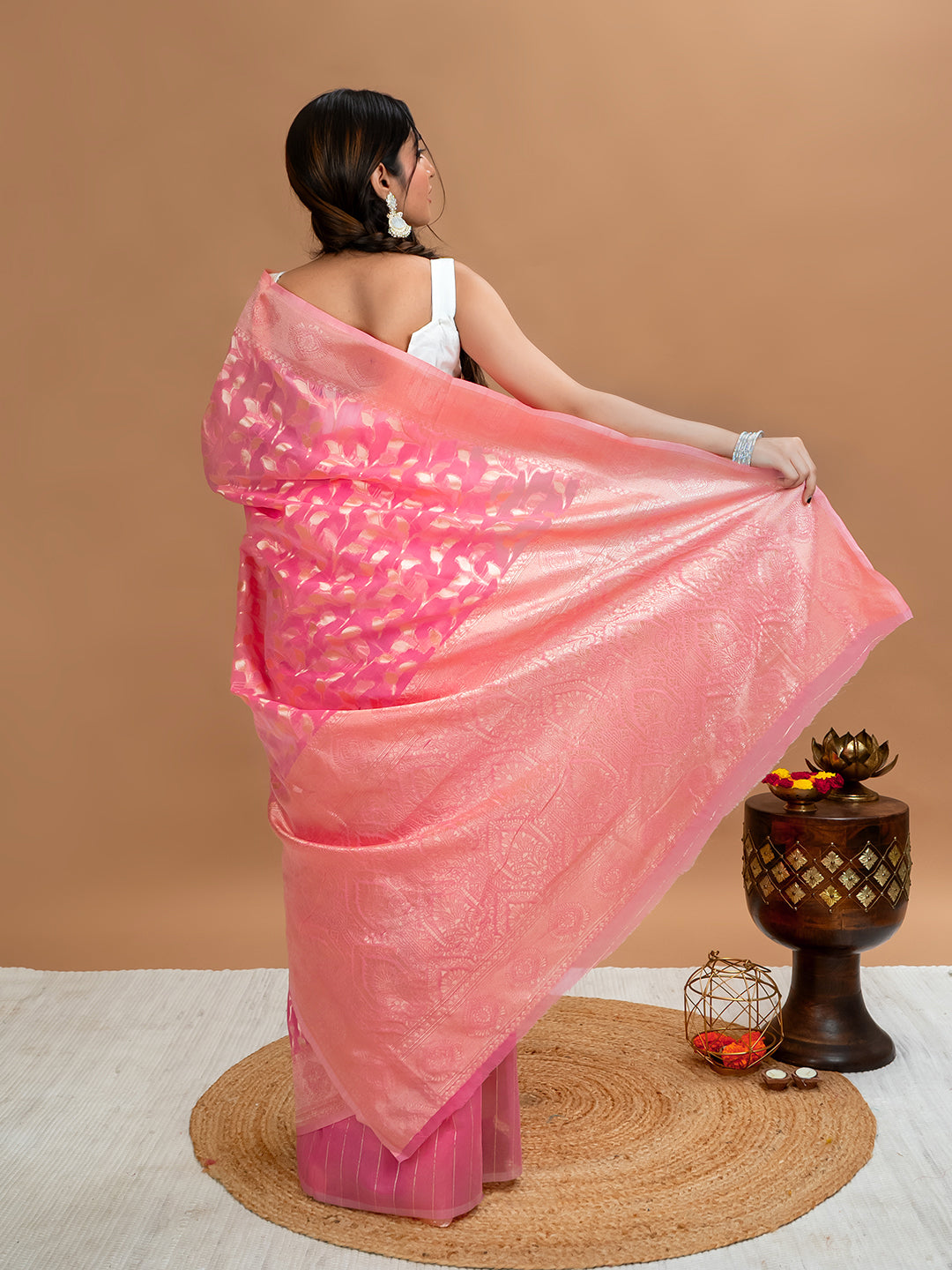 Floral Cotton Linen Saree