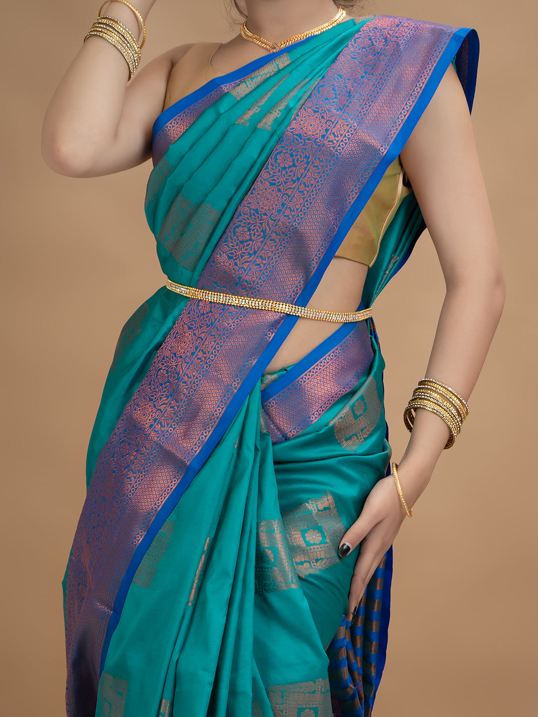 Turquoise South Silk Saree