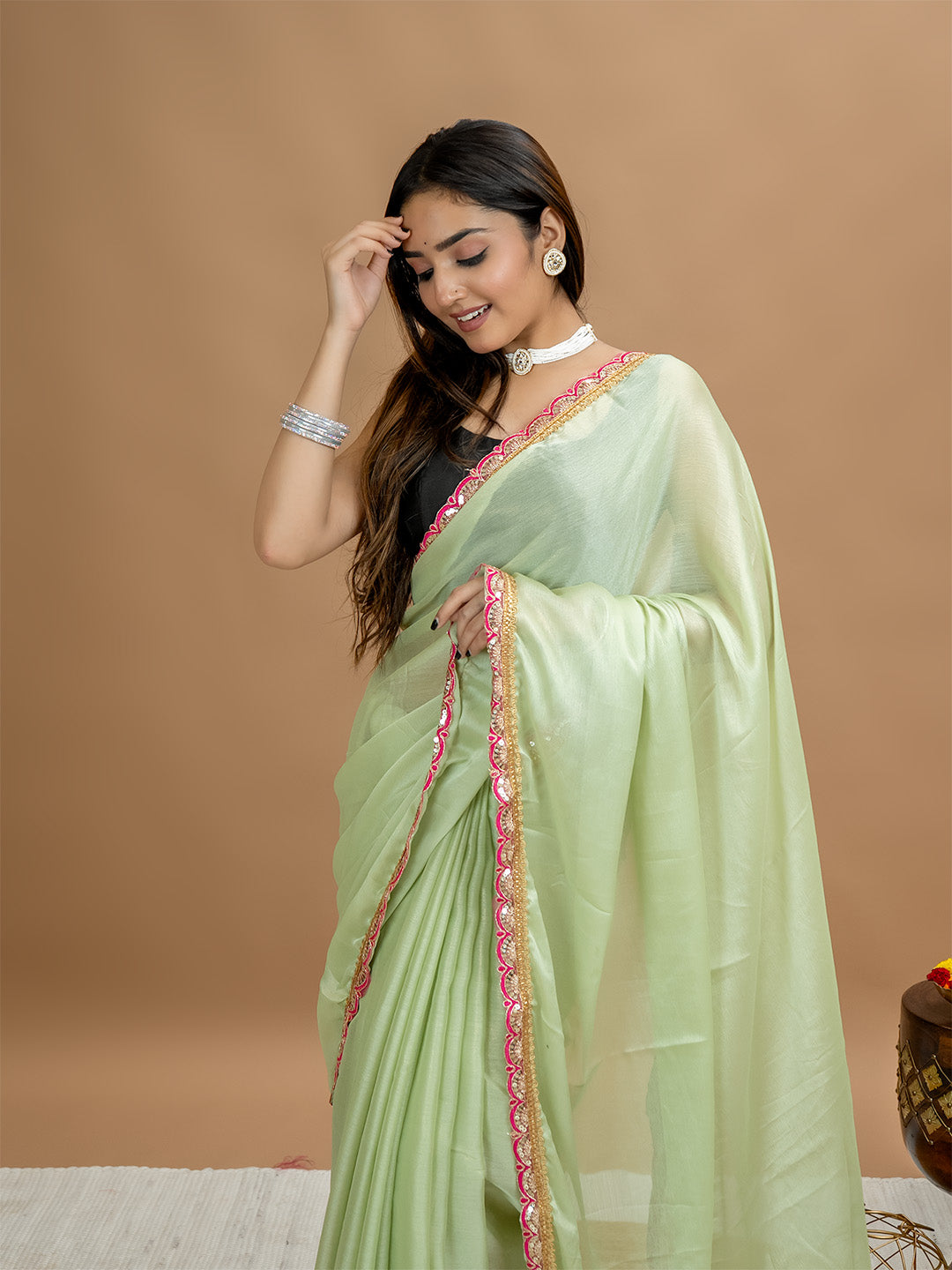 Solid Georgette Saree