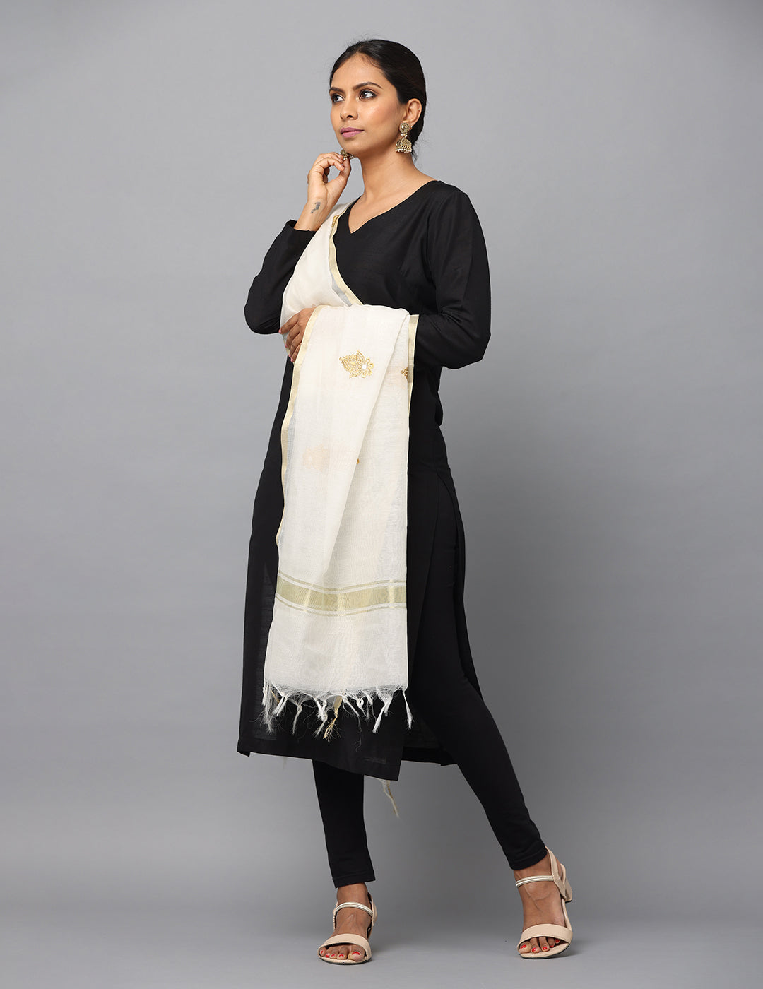 Embroidered Chanderi Dupatta