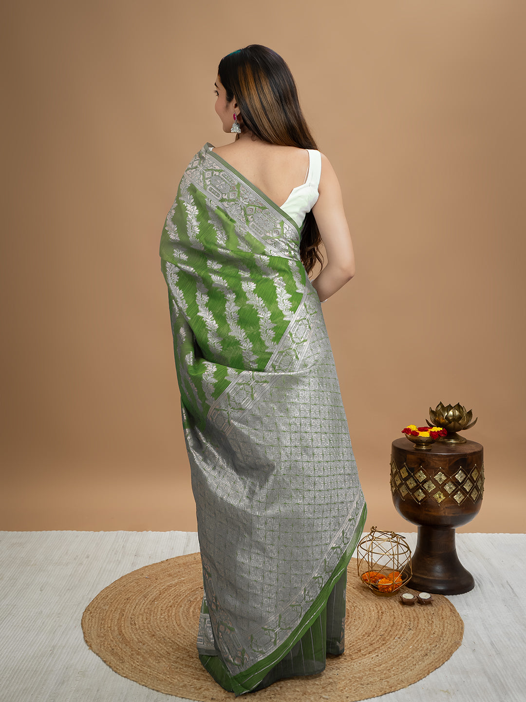 Floral Cotton Linen Saree