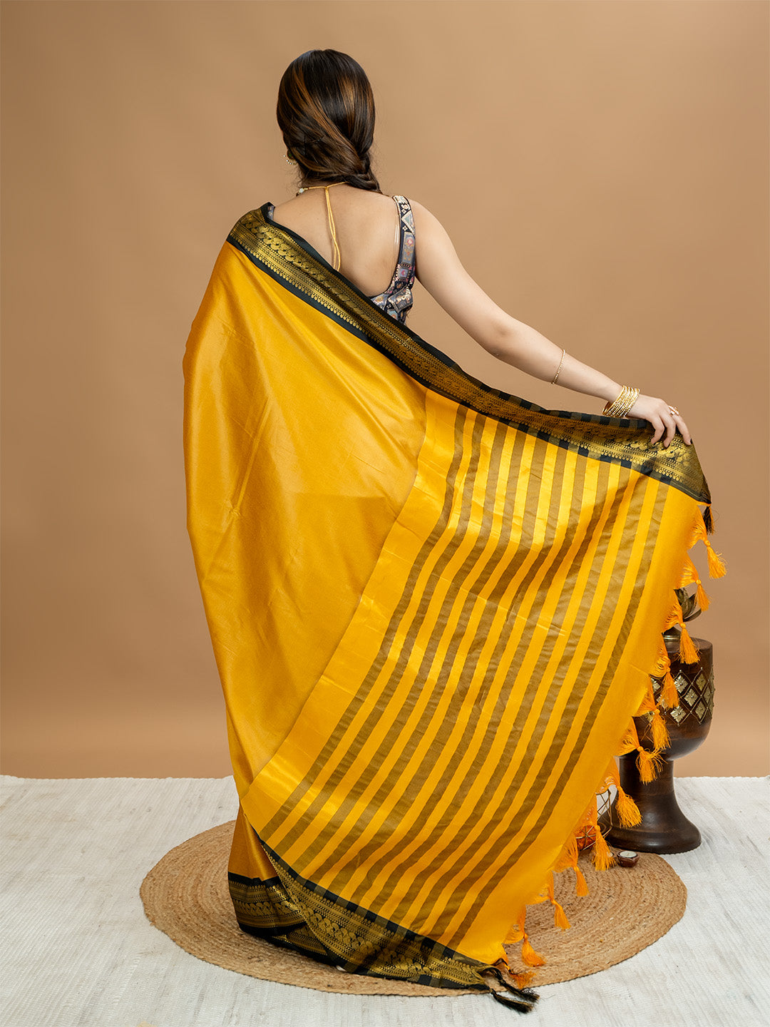 Solid Cotton Blend Saree