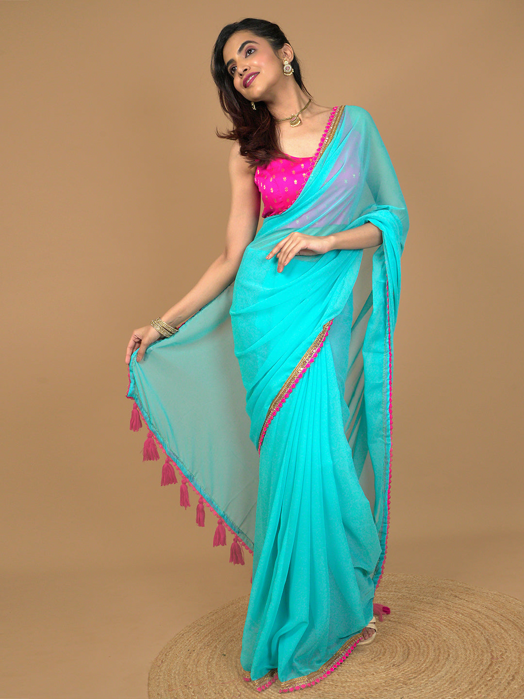 Solid Georgette Saree