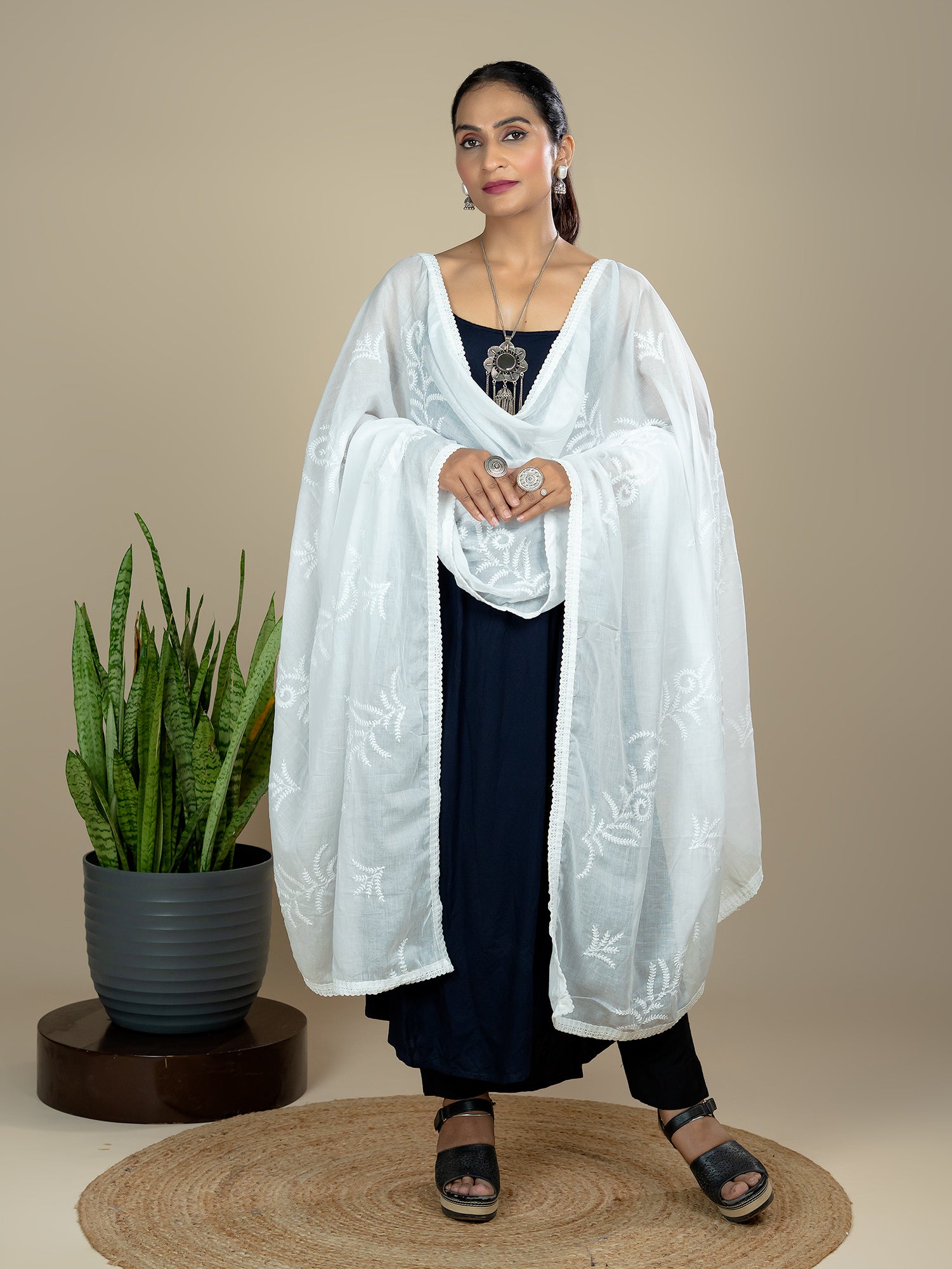 Embroidered Cotton Dupatta