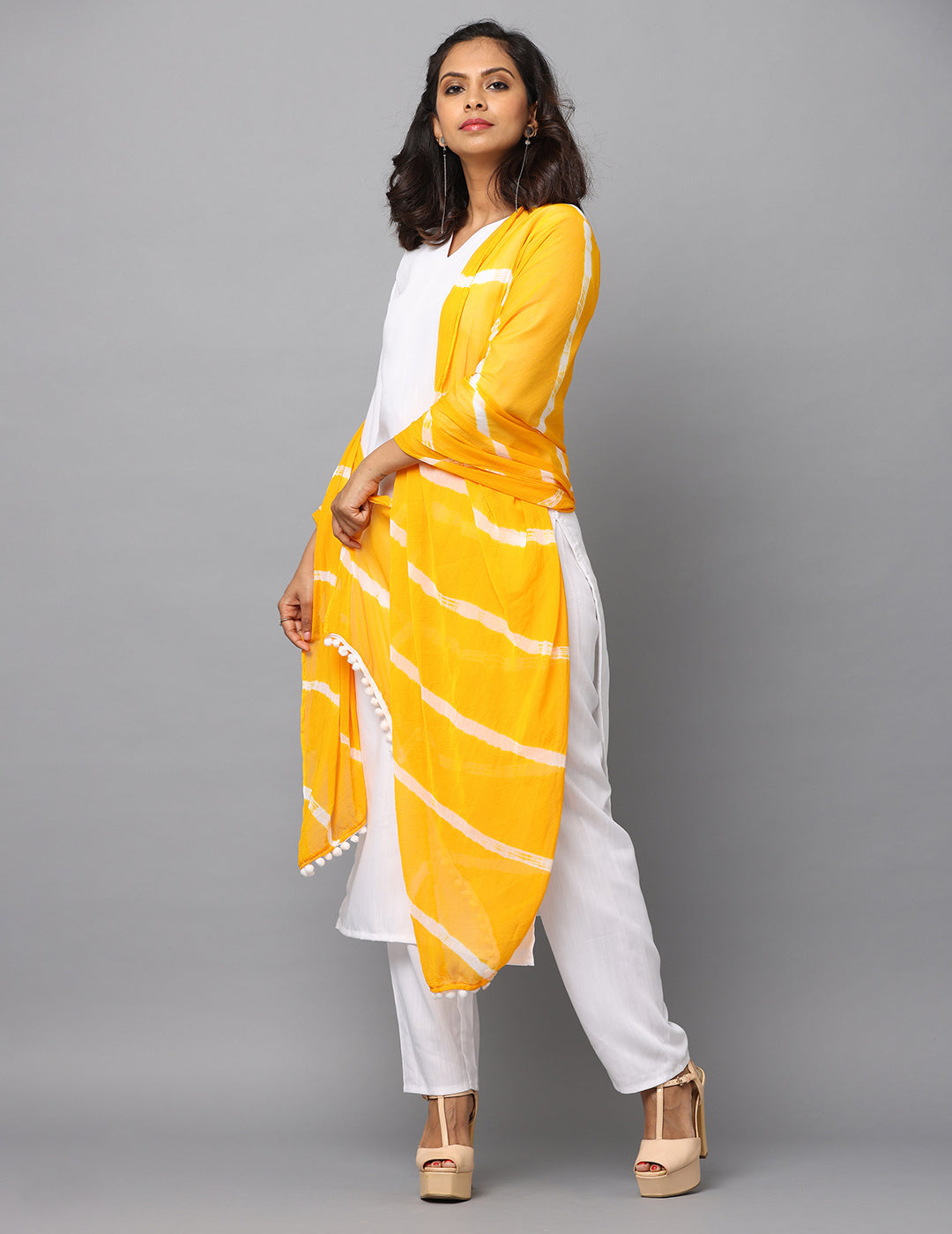 Striped Bandhini Chiffon Dupatta