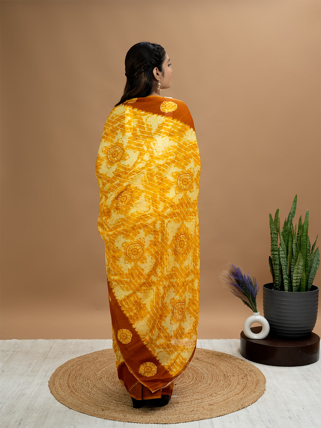 Abstract Powder Crepe Saree