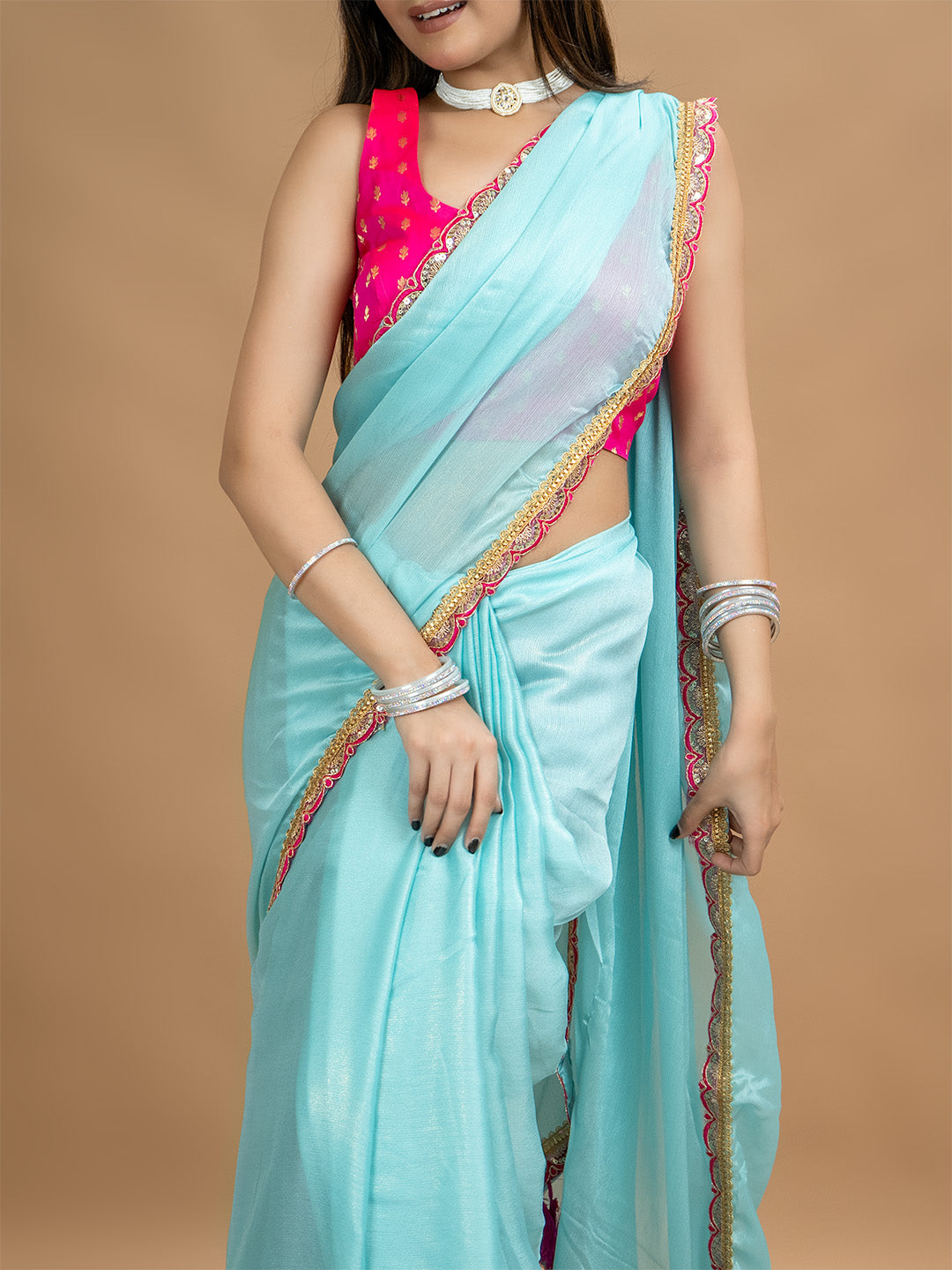 Solid Georgette Saree