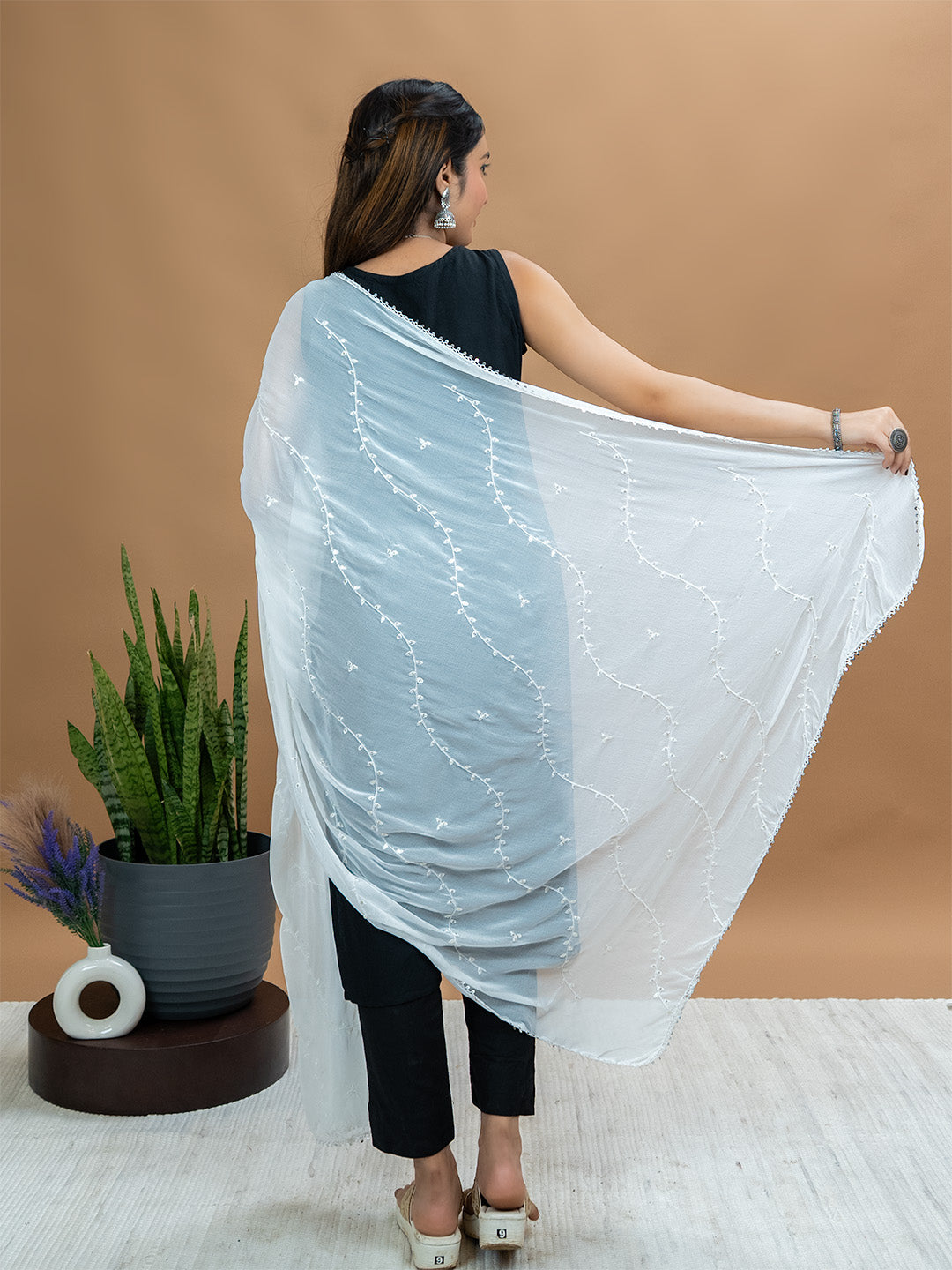 Embroidered Chiffon Dupatta