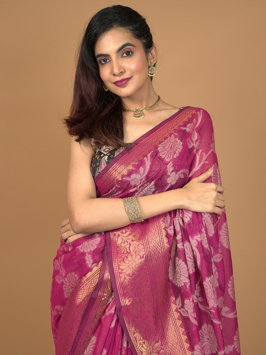 Kota Semi Cotton Geometric Saree